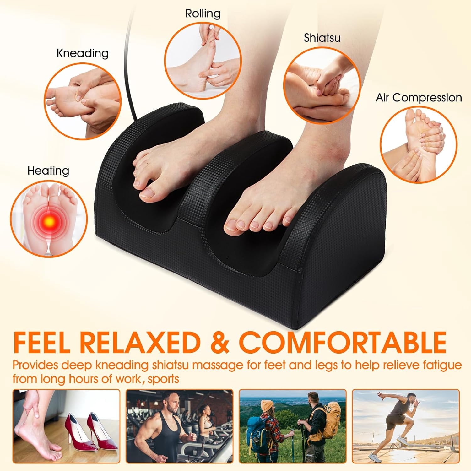 Electric Shiatsu Foot Massage Machine with Heat&Remote, Multi-Modes Foot and Calf Massager, Kneading Deep Tissue Mass... - Image 2