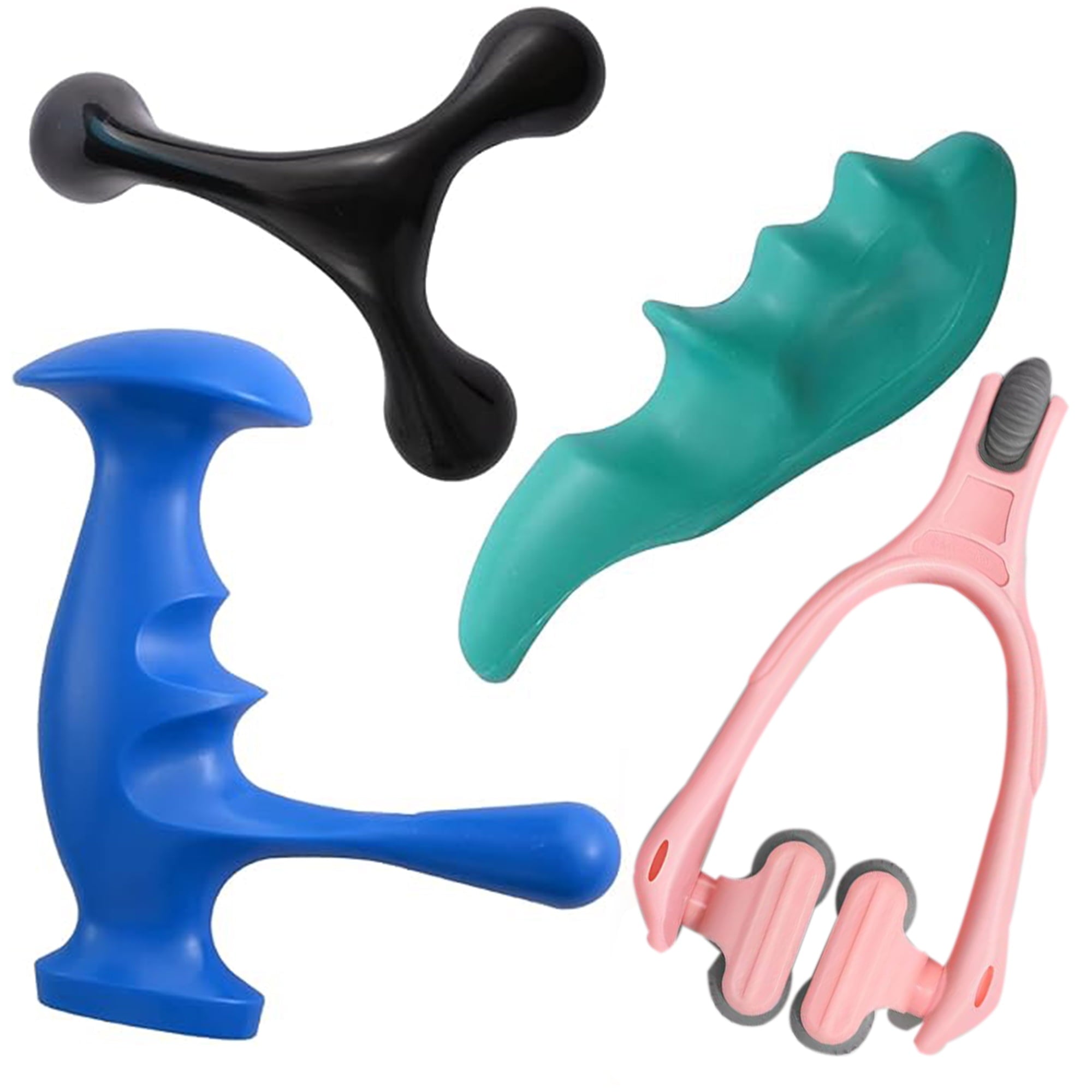 (4 Pack) Manual Trigger Point Massage Tool and Thumb Saver for Full Body Deep Tissue Massage, with 3-Legged Massage K...