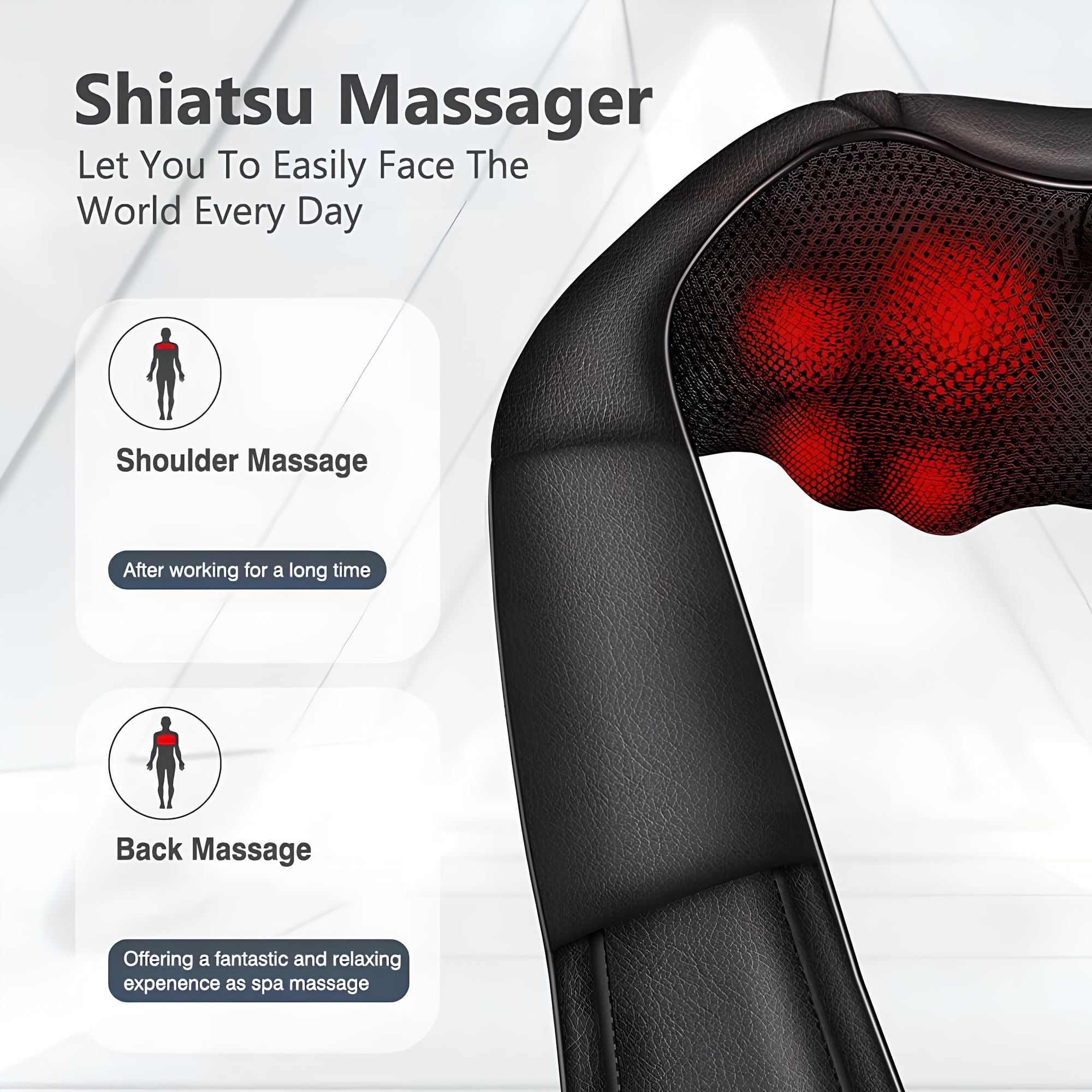 Back and Neck Massager with Heat, Electric Deep Tissue Kneading Massage Pillow, Black - Image 3