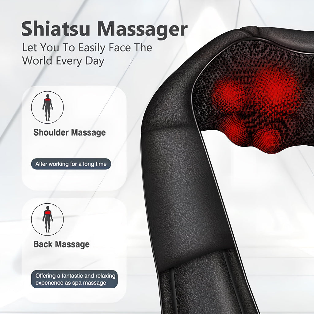 Back and Neck Massager with Heat, Electric Deep Tissue Kneading Massage Pillow, Black - Image 3