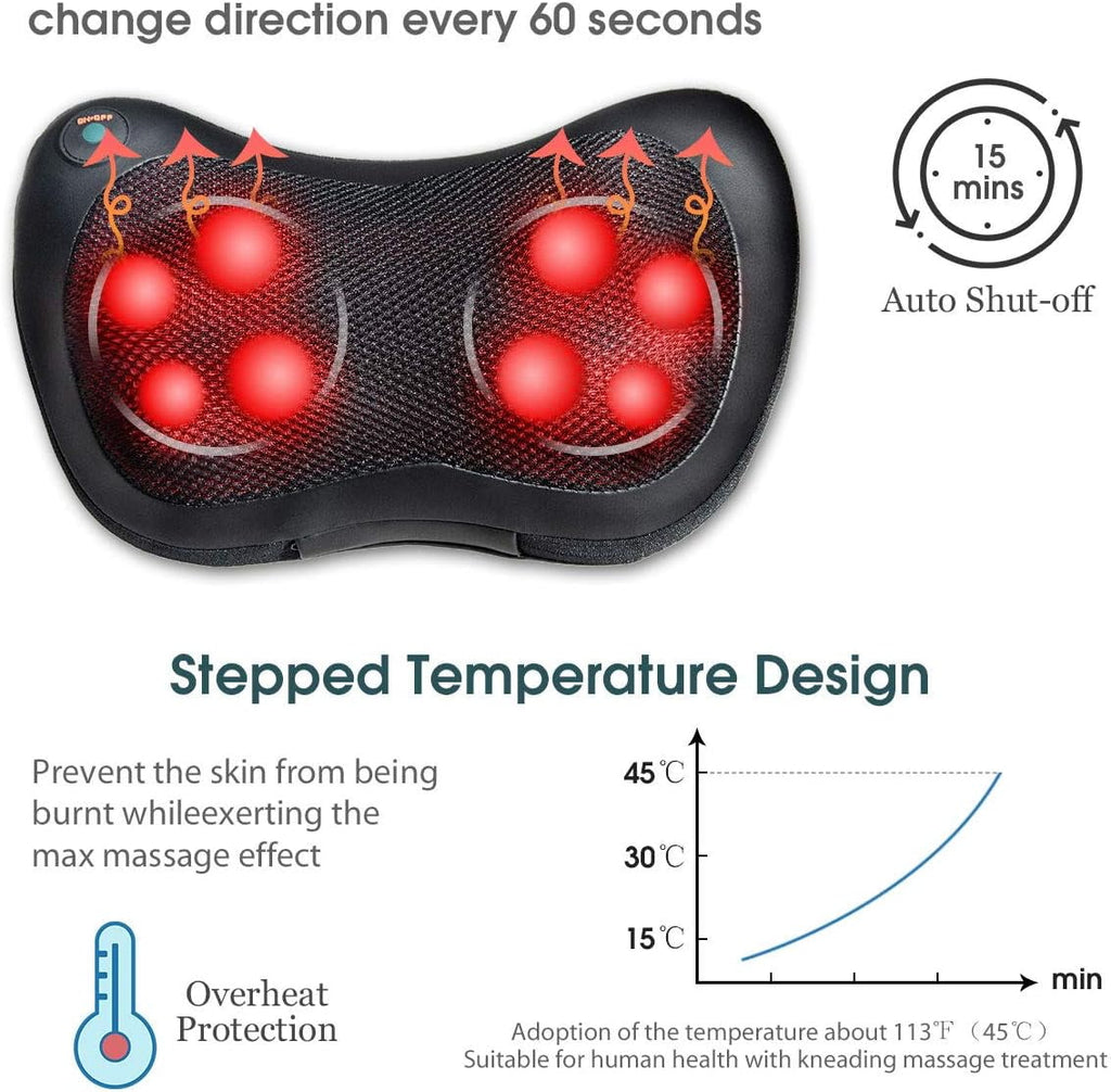 and Neck Massager with Heat, Deep Tisctric Massage Pillow for ,Shoulders,Legs,Foot,Body Musclesue Kneading - Image 5
