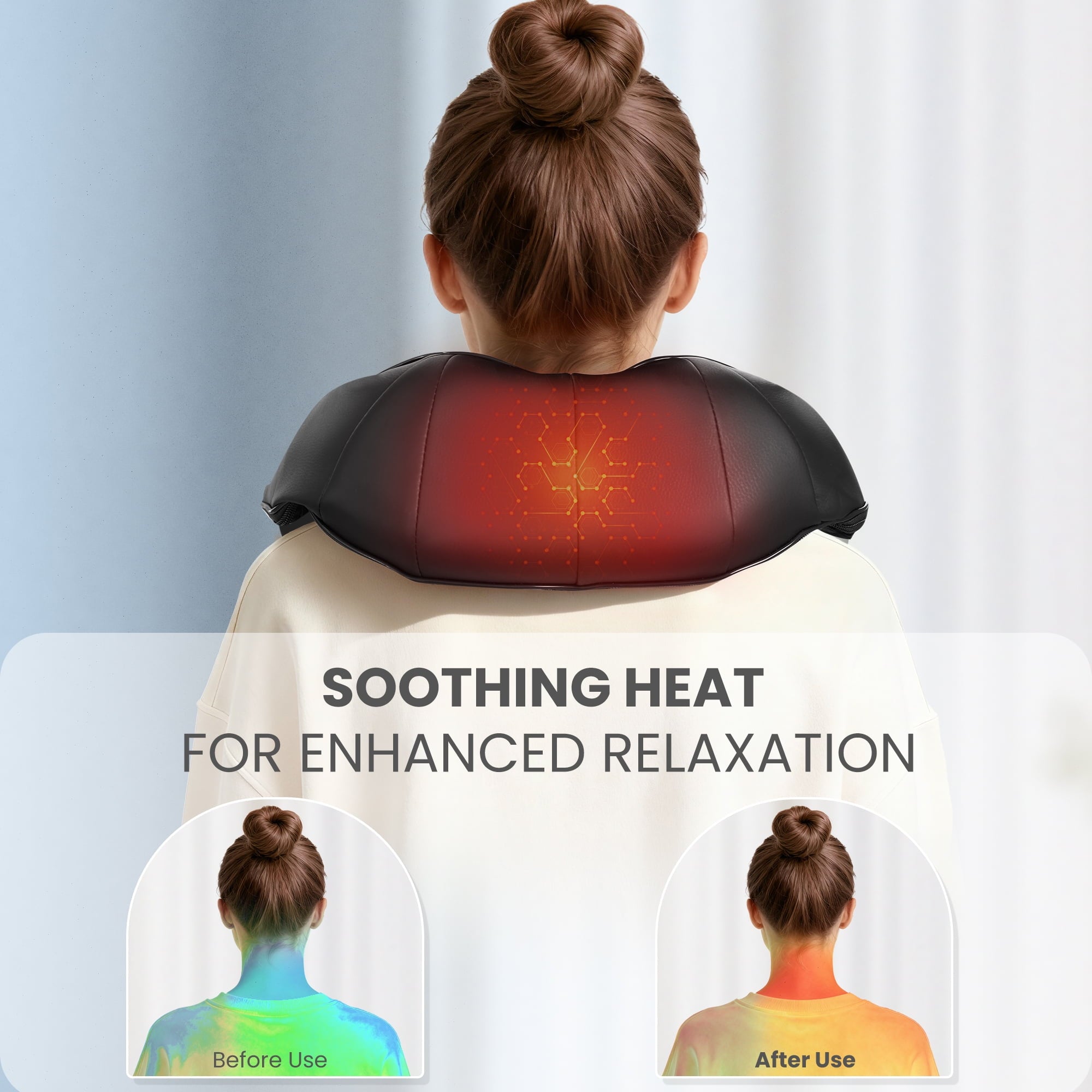 and Shoulder Massager, 3D Deep Tissue Kneading Shiatsu Massager with Heat, Black - Image 4