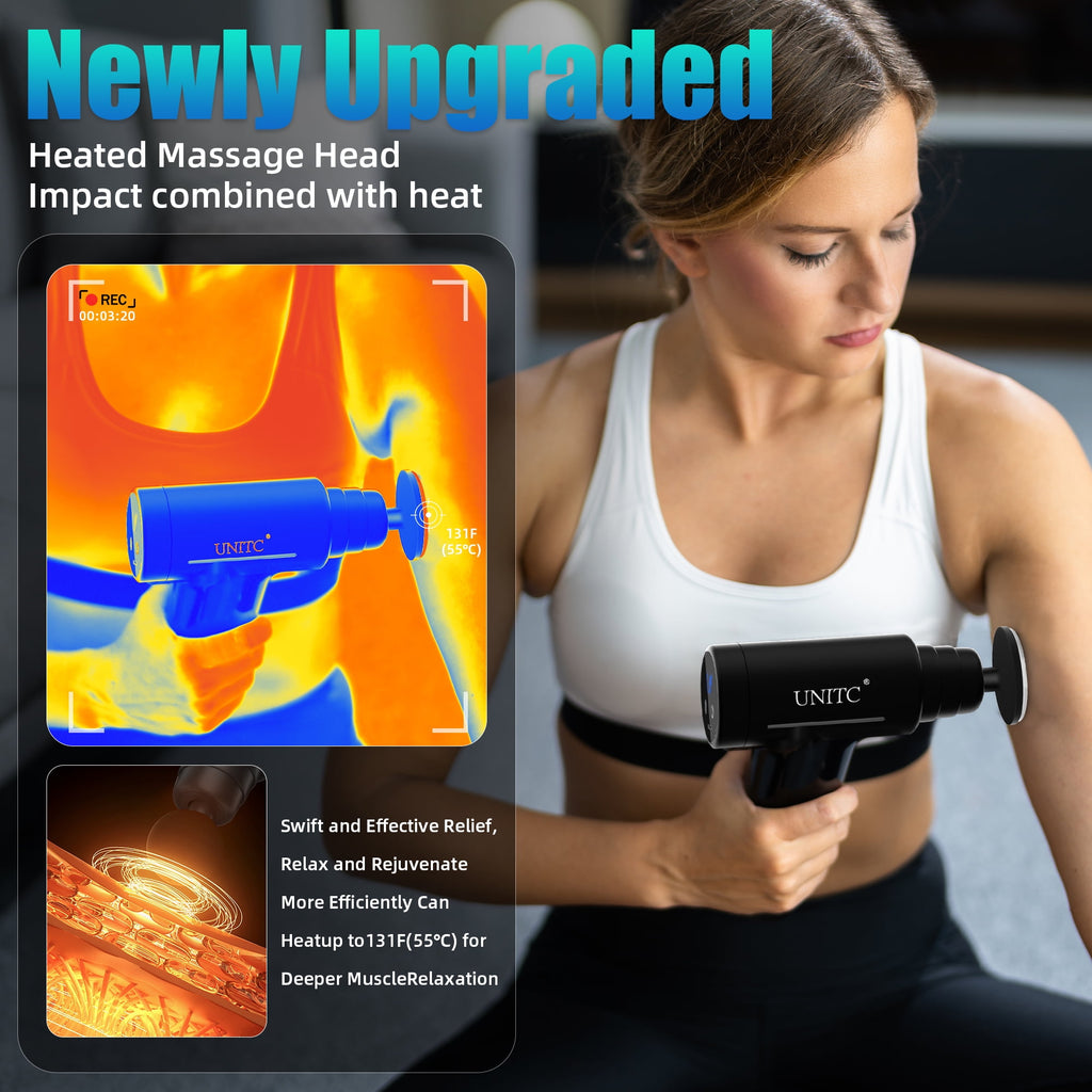 Mini Massage Gun with Heat and Cold, Deep Tissue Messager with 6 Heads, Gifts - Image 6
