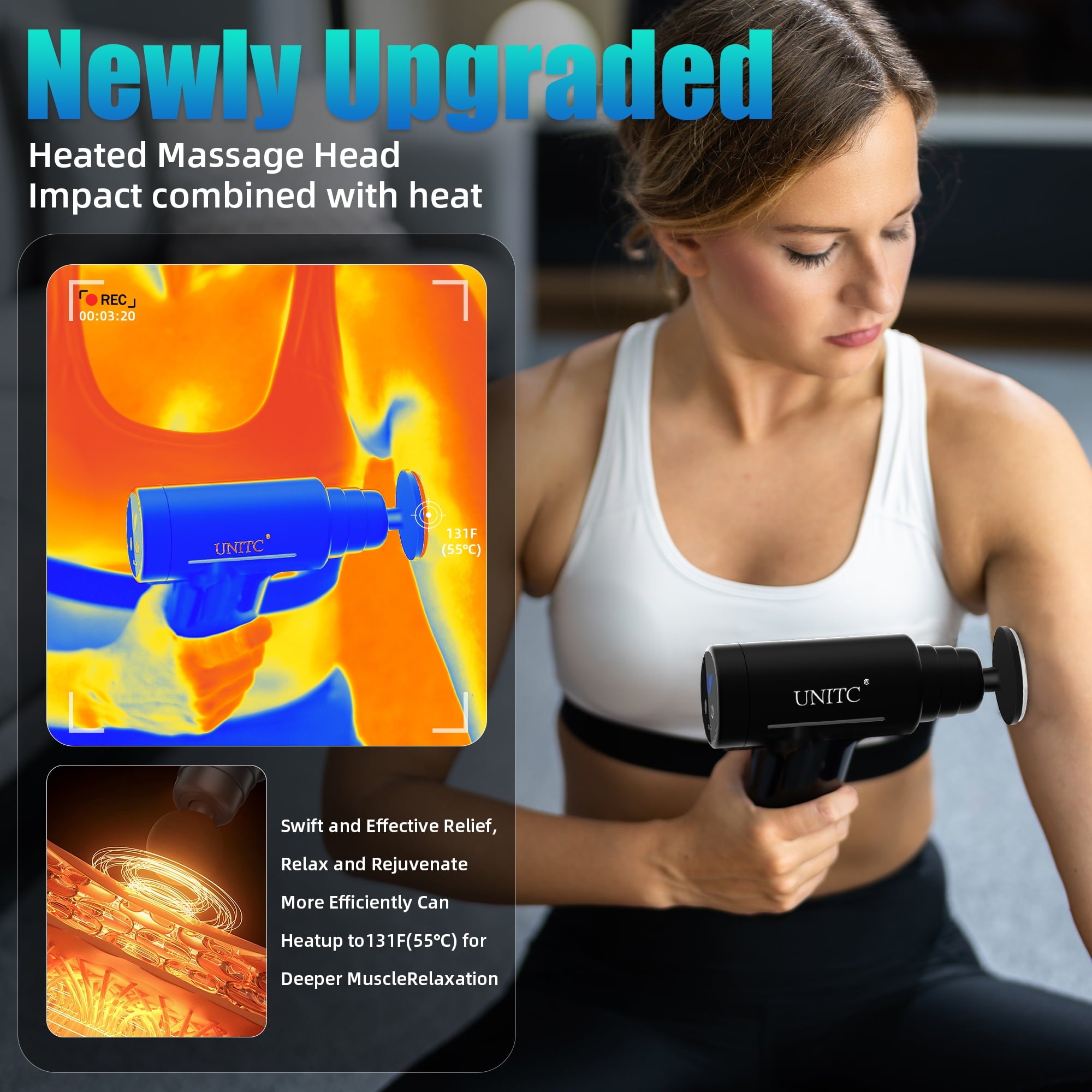 Mini Massage Gun with Heat and Cold, Deep Tissue Messager with 6 Heads, Gifts - Image 6