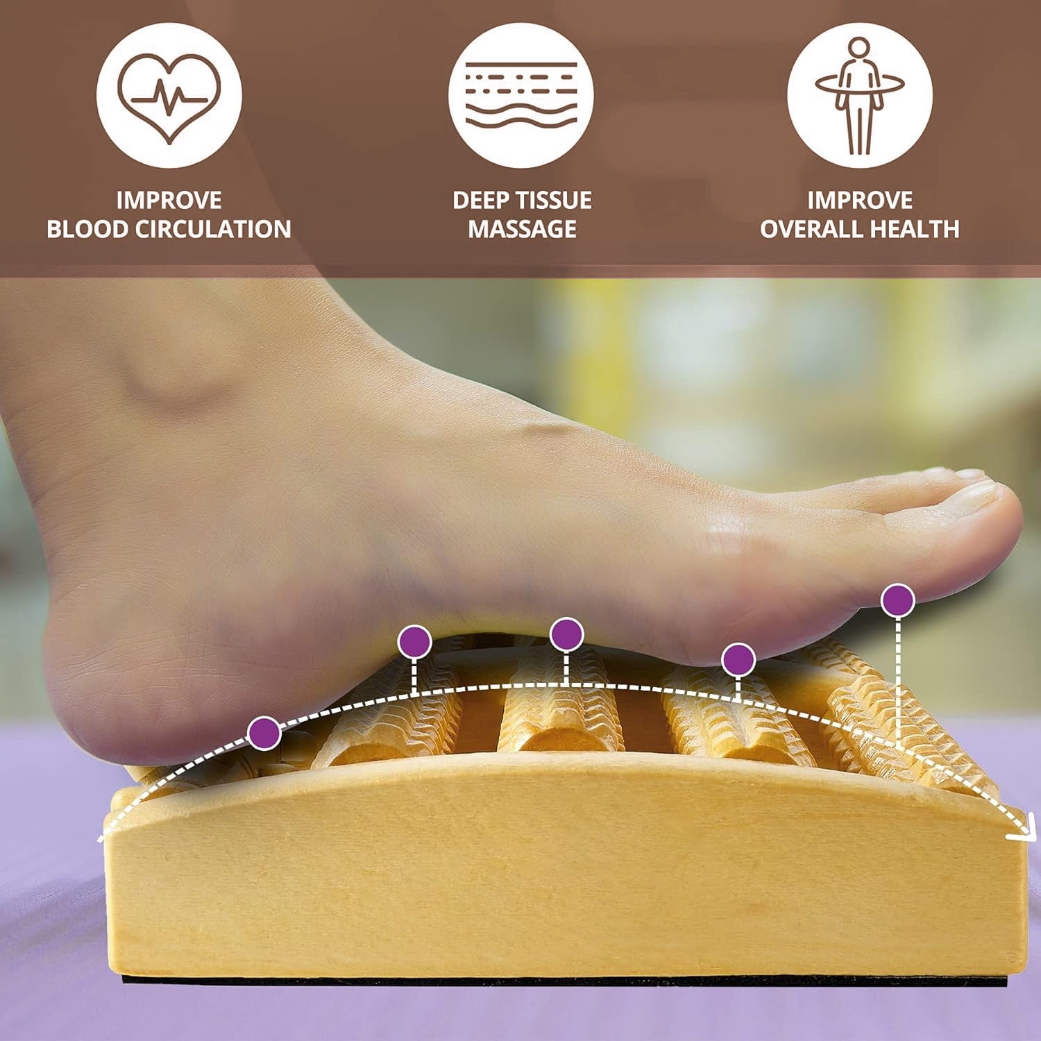 Roller, Wooden for Plantar Fasciitis Pain Relief Heal Spur Deep Tissue Acupressure & Heel - Image 3