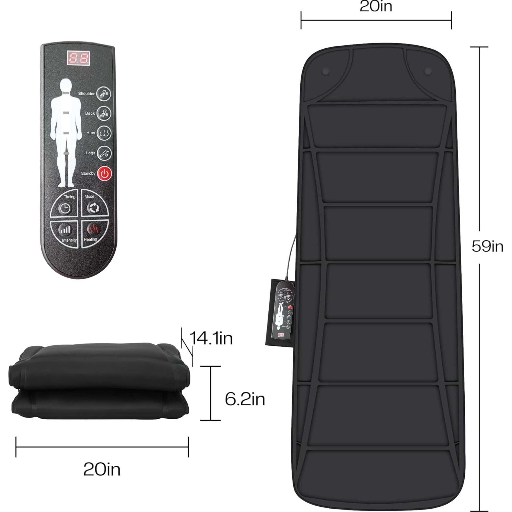 Massage Mat with Heat, Vibration Back Massage Pad, Massager for Neck Back Pain, Massage Mattress Pad, Gifts for Men W... - Image 6