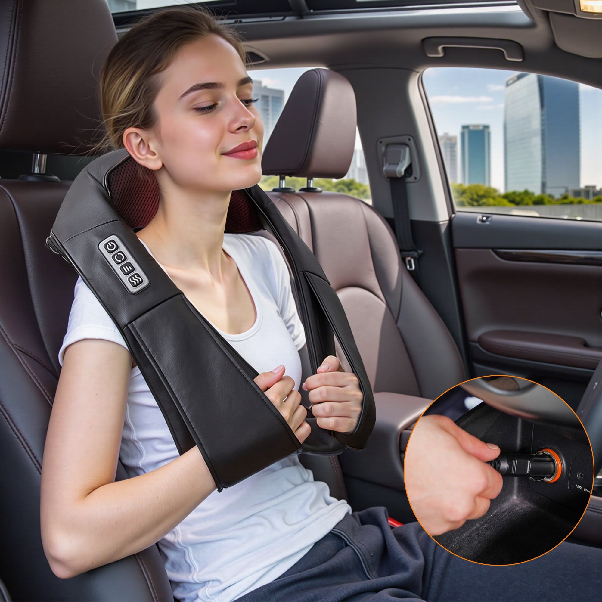Shiatsu Shoulder and Kneading Back with Heat, for Home, Office, Car Use and Travel Use, Black - Image 3