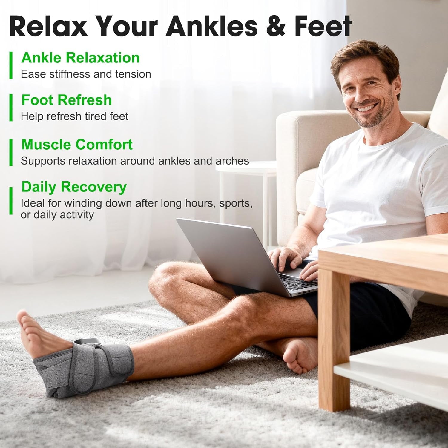 Cordless Massager with Heat, 3-in-1 Vibrating Heated Foot s Brace Wrap with Smart Timer, Relaxation & Circulation in ... - Image 2