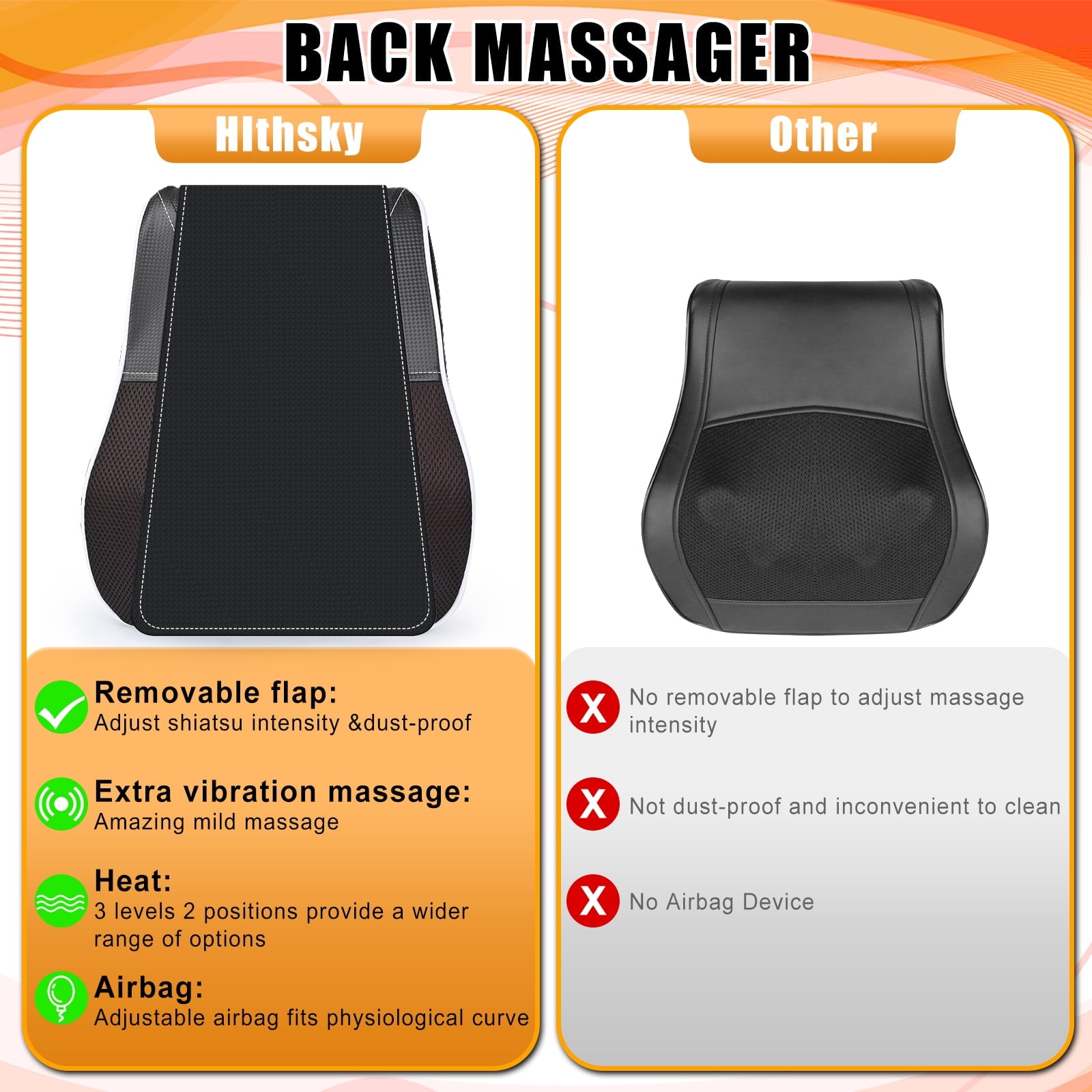 and Back Massager with Heat, Massager for Pain Relief deep Tissue,Christmas Gifts for Mom,Dad,Women - Image 6