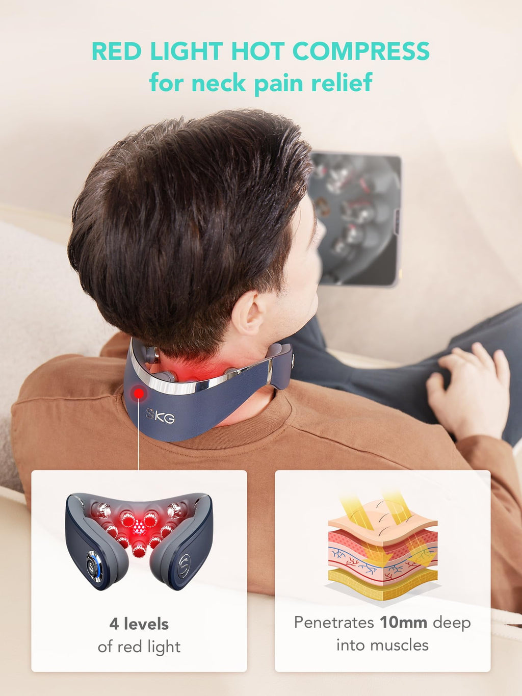 Massager for Pain Relief, 9D Deep Tissue Foldable Electric Massager with Heat & Vibration, Portable Gift for Men & Women - Image 4