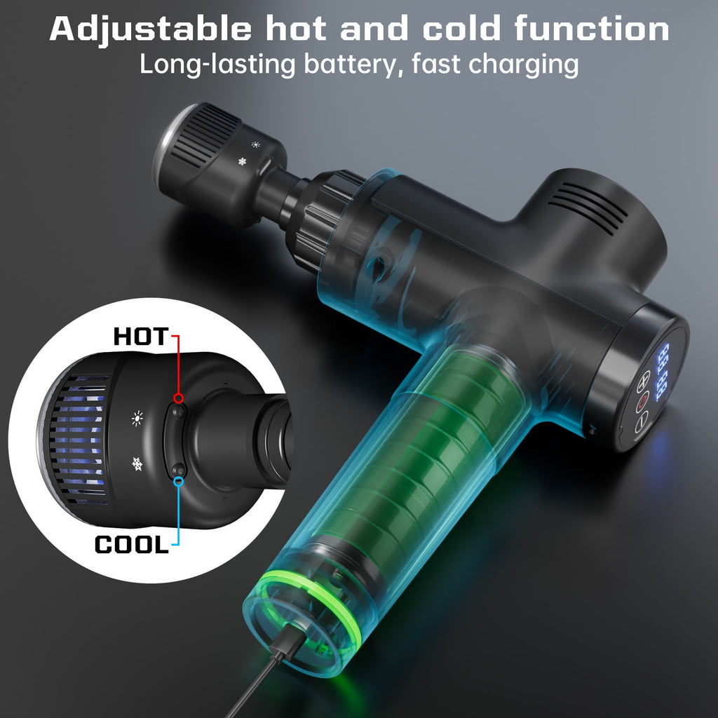 Heat and Cool Muscle r for Back Pain Relief, Hot Cold Percussion r, Muscle r for Athletes, Quiet Travel r with 7 Repl... - Image 4