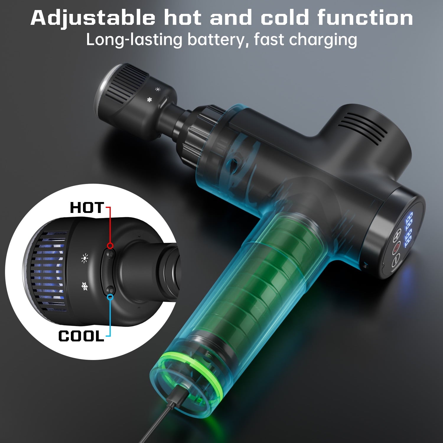 Heat and Cool Muscle r for Back Pain Relief, Hot Cold Percussion r, Muscle r for Athletes, Quiet Travel r with 7 Repl... - Image 4