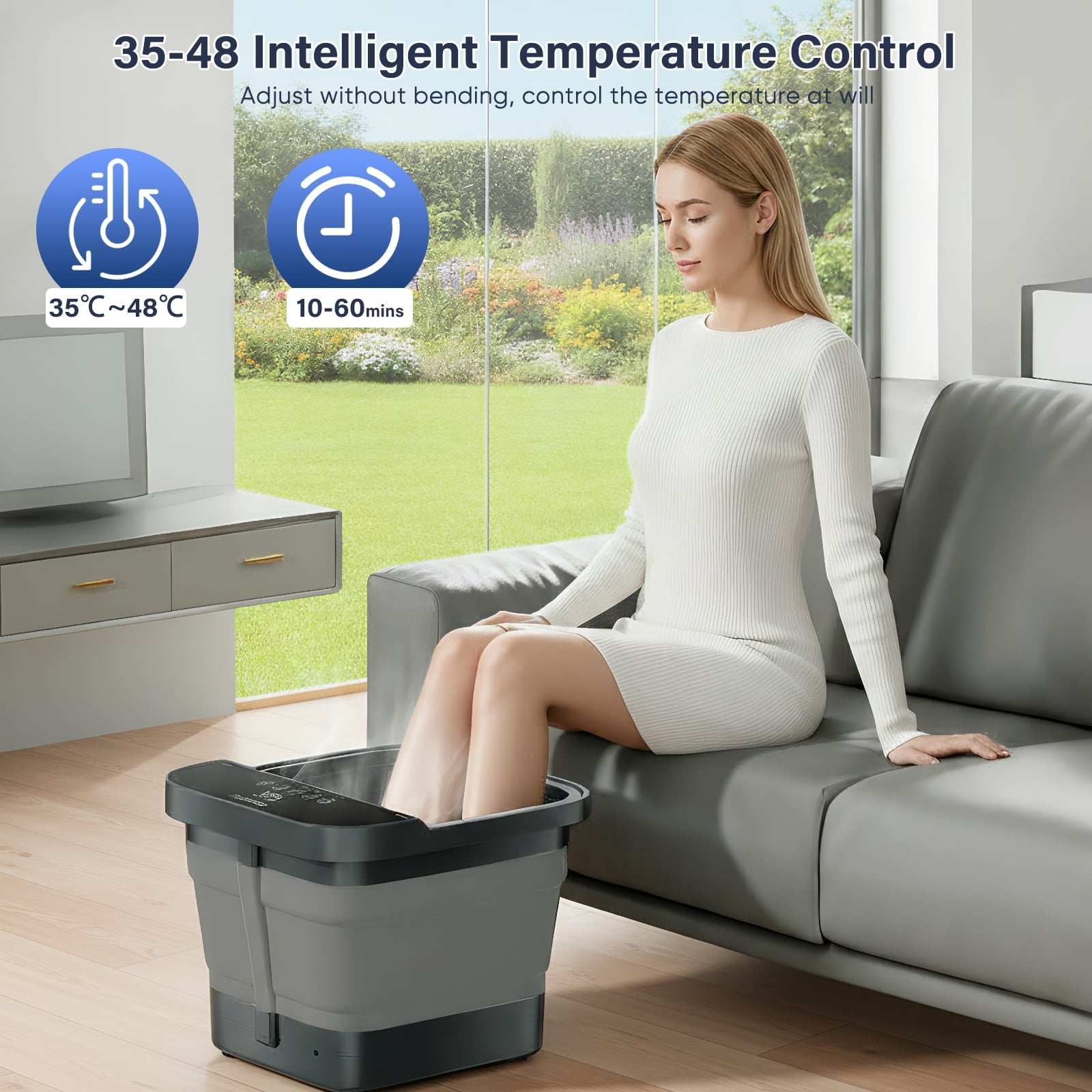 Spa Massager with Heat & Massage Rollers,Temp Control,Bubble,Touch Screen,Remote Control - Image 4