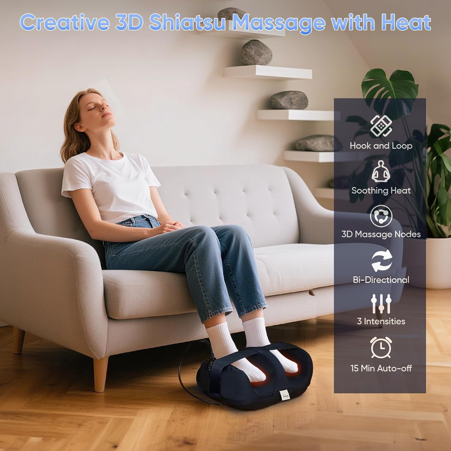 with Heat, Shiatsu for Plantar Fasciitis, and Calf with Massage Roller, Deep Kneading, Pain Relief - Image 2