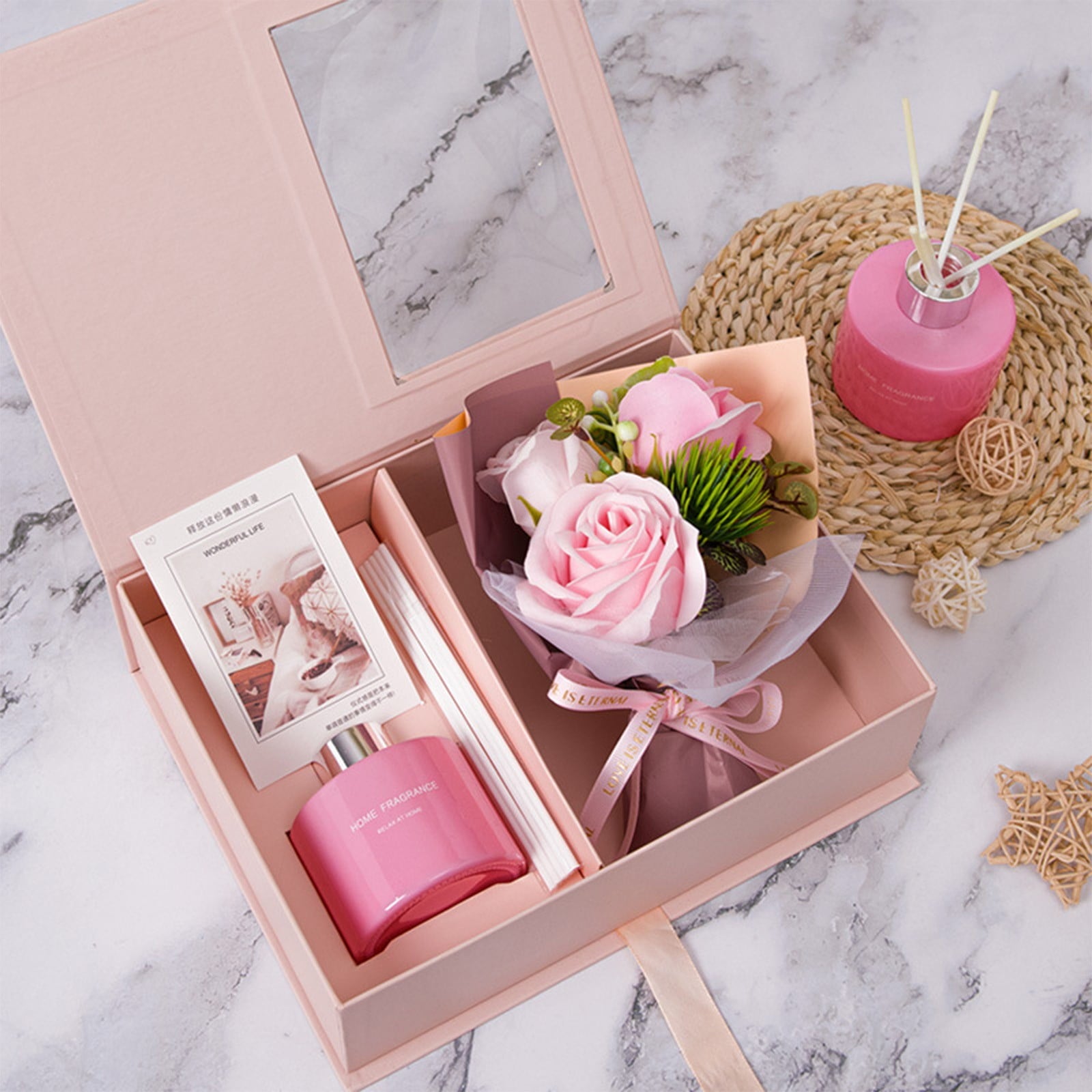 Relaxing Aromatherapy Rose Set for Women, 3-Piece Luxury Candle Bath Bouquet Christmas Birthday s for Mom Wife Sister... - Image 4