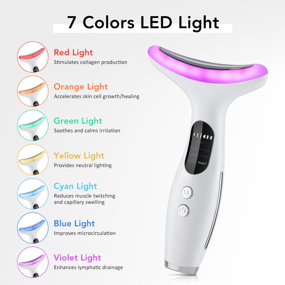 7 LED Colors Neck & Face Lifting Massager with Heat and Vibration,Skin Tightening Facial Beauty Device,Portable Micro... - Image 2