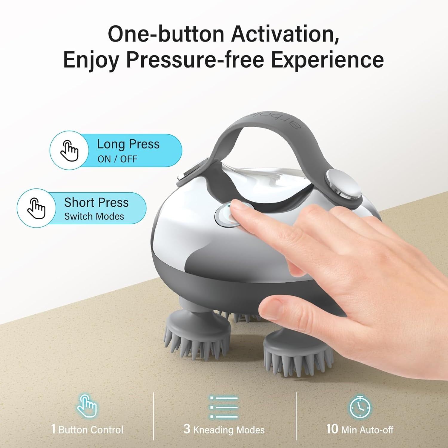Brush Handheld Waterproof with 8 Removable Claws - Silver - Image 5