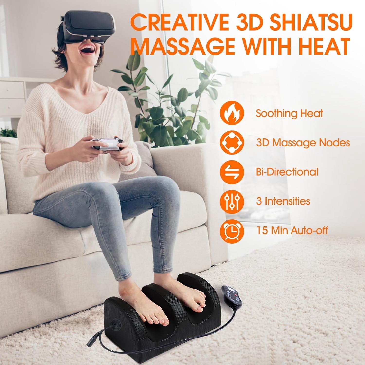 Electric Shiatsu Foot Massage Machine with Heat&Remote, Multi-Modes Foot and Calf Massager, Kneading Deep Tissue Mass... - Image 5