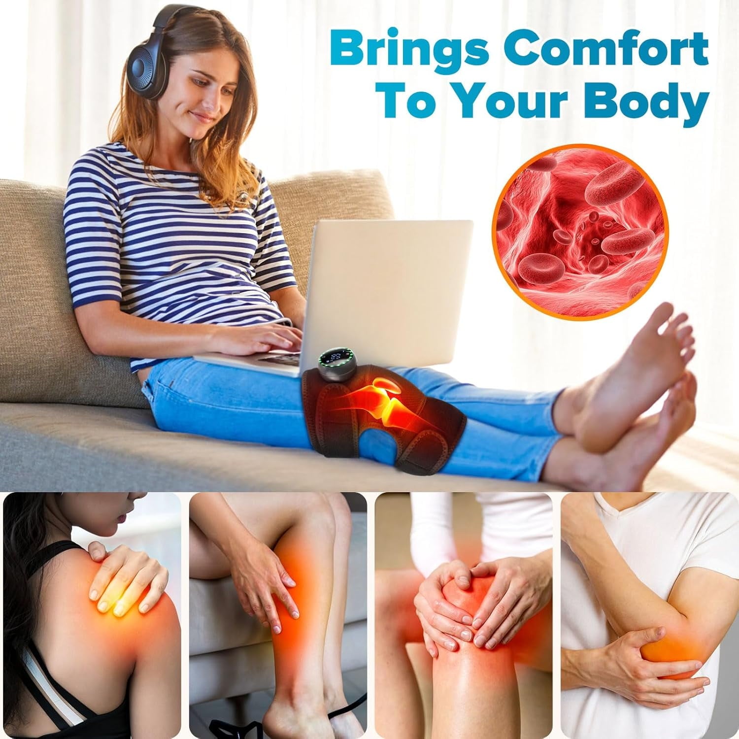 with Heat and Vibration, Heated Brace Wrap, 3 in 1 Heating Pad for Elbow Shoulder, 5 Heating Levels, 5 Massage Modes ... - Image 5