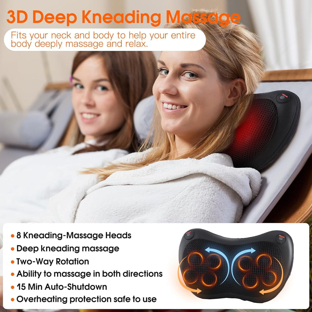 and Neck Massager with Heat, Electric 3D Deep Kneading Tissue Massage Pillow for Chair & Car, Muscle Pain Relief on S... - Image 4
