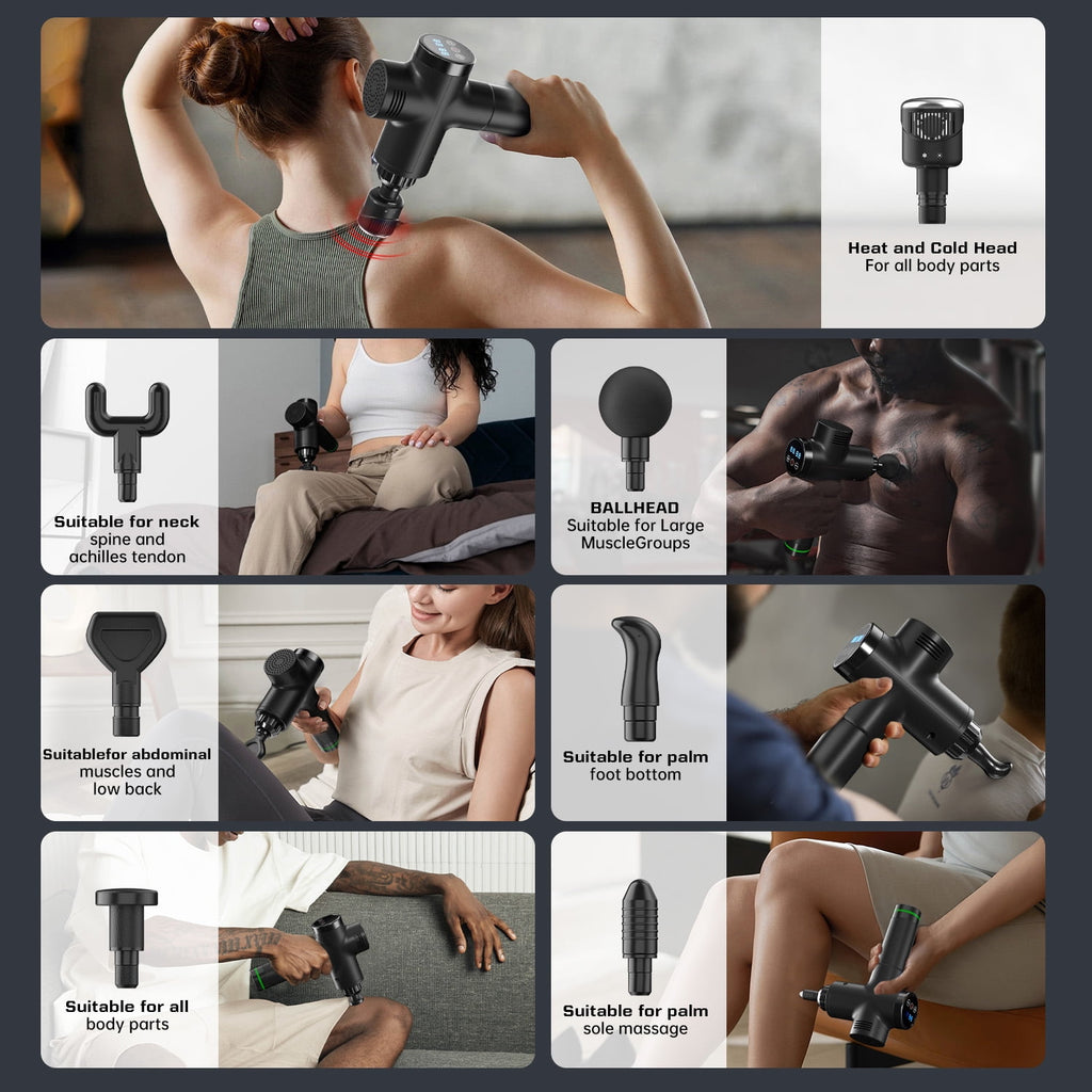 Heat and Cool Muscle r for Back Pain Relief, Hot Cold Percussion r, Muscle r for Athletes, Quiet Travel r with 7 Repl... - Image 6