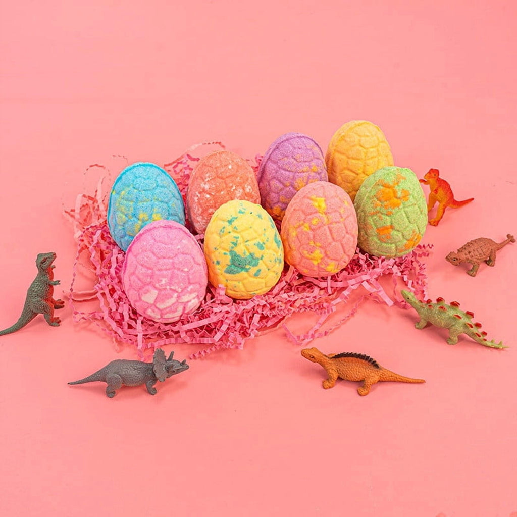 8 Pack Dinosaur Egg Bath Bombs With Random Dinosaur Toys Natural Handmade Fizzy Spa Balls For Relaxing Bath Time Perf... - Image 4