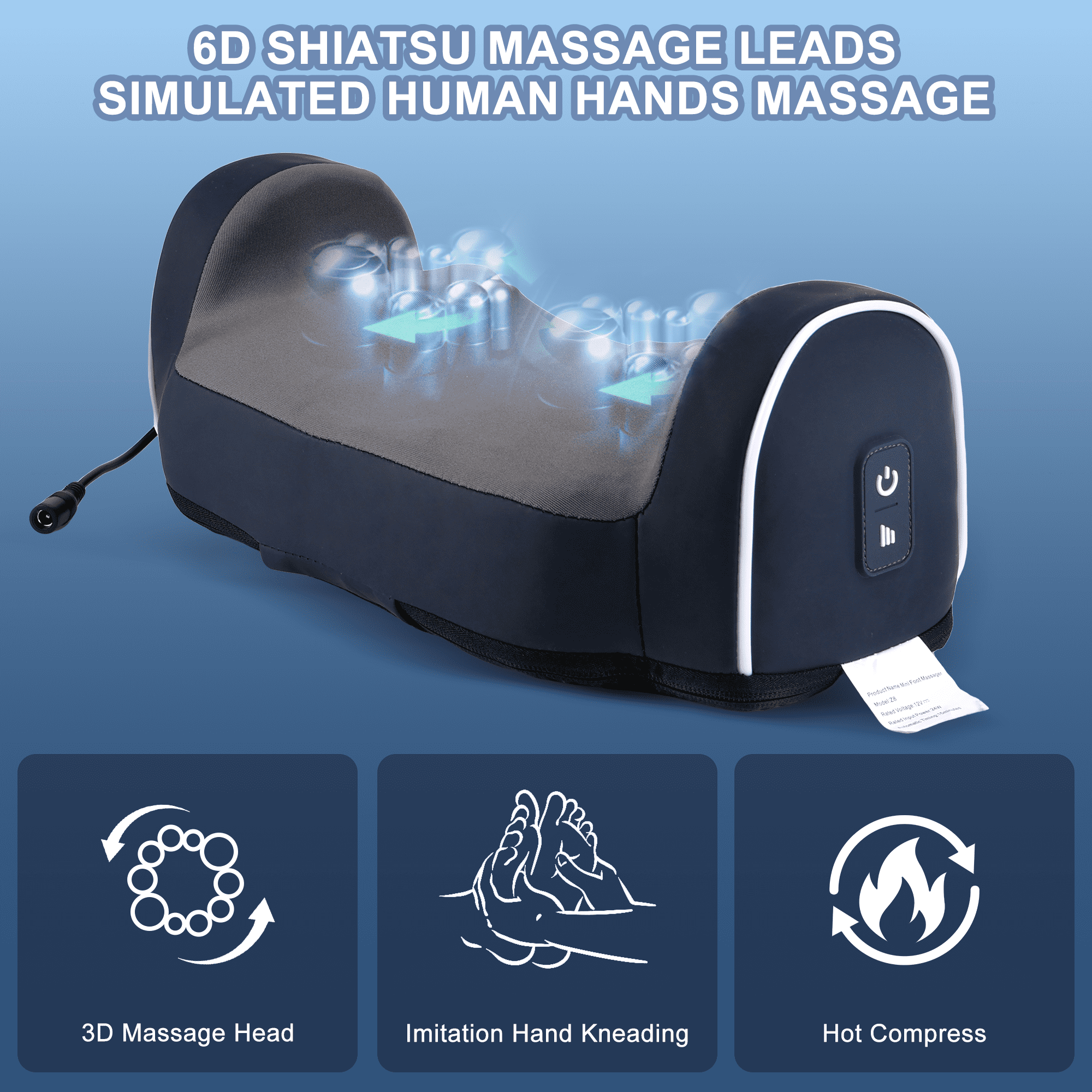 Electric Shiatsu Foot Calf Massager with Heated Kneading Rolling Relaxation Leg Arm Massage Acupuncture Points Multip... - Image 5