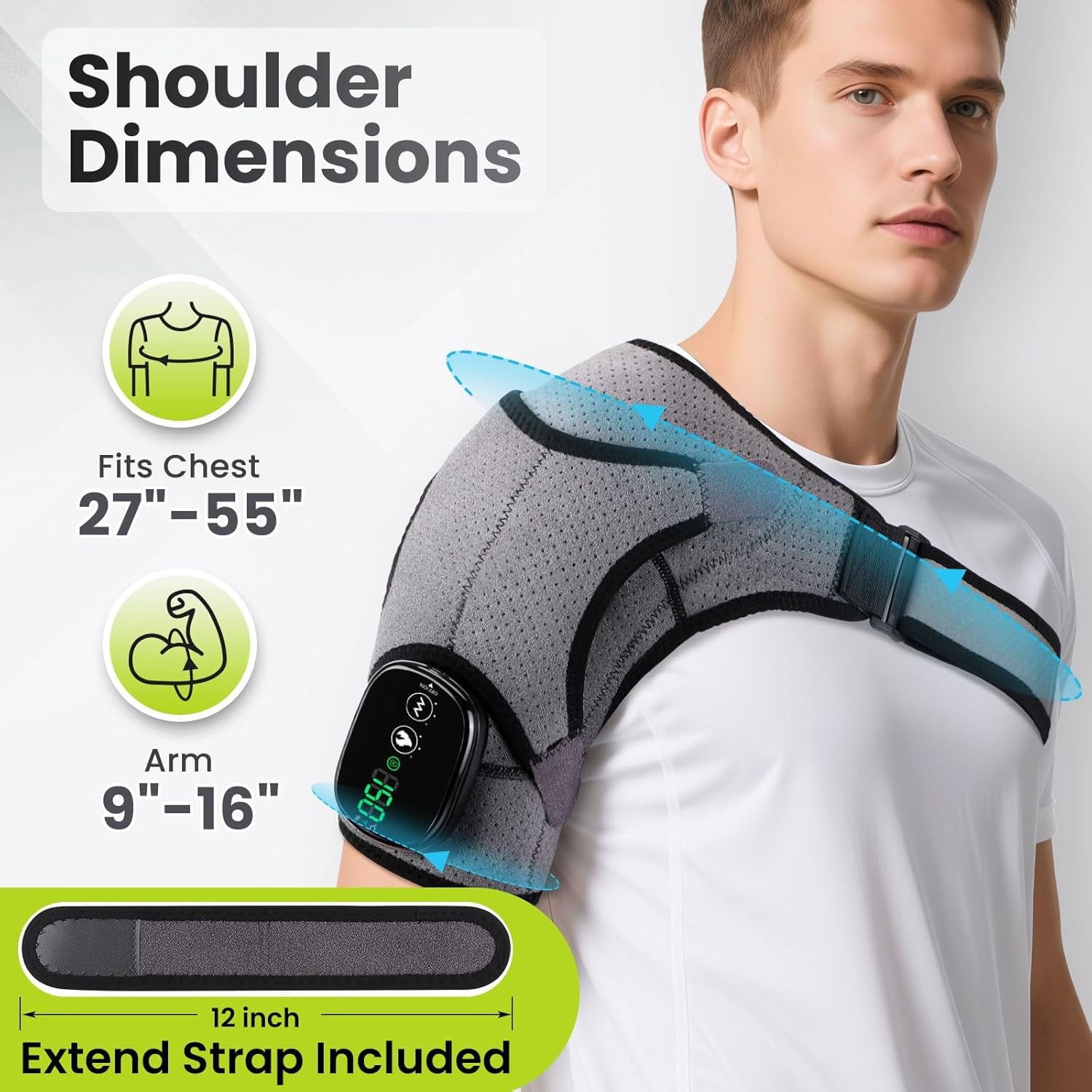 Heated Wrap with Vibration, Electric Heating Pads Heated Braces with 3 Heating Setting, Left Right Massage for Men Women - Image 4