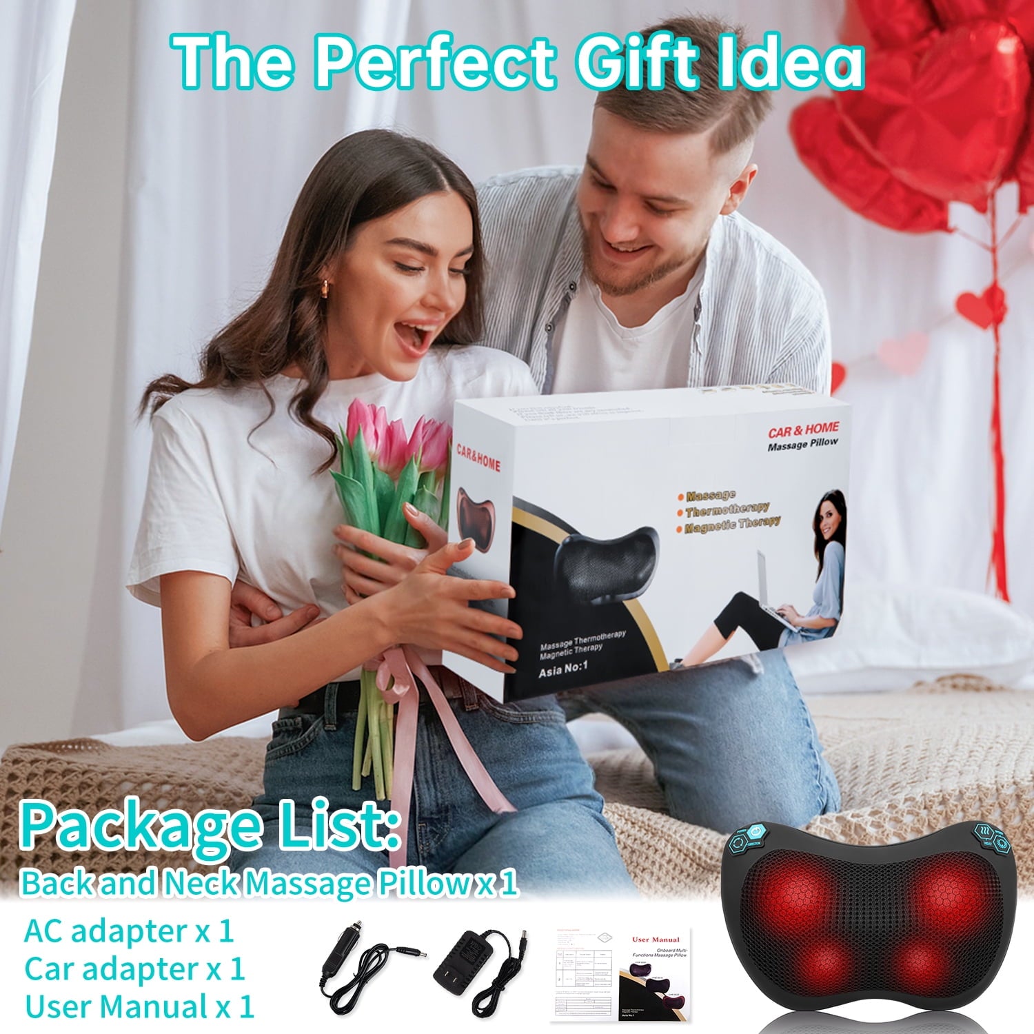and Back Massager with Heat, 3D Kneading Pillow, 4 Massage Nodes & Bi-Directional Deep Tissue Massage for /Shoulders/... - Image 3