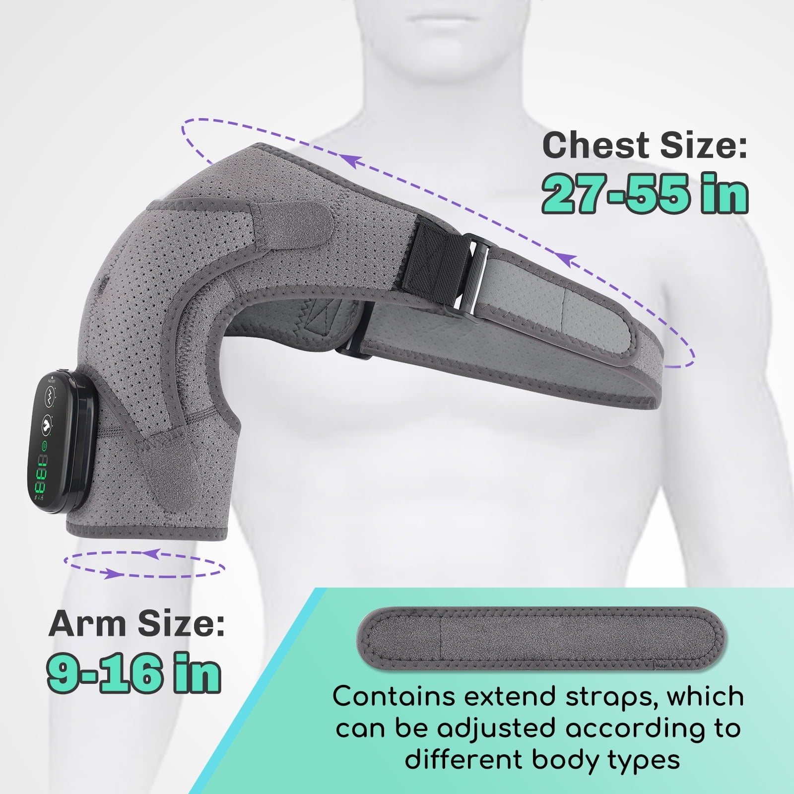 with Massage,Heated Wrap for Women Men, Cordless Massager with 5000mAh Battery,Heated Brace with 3 Heat & 3 Vibration... - Image 6