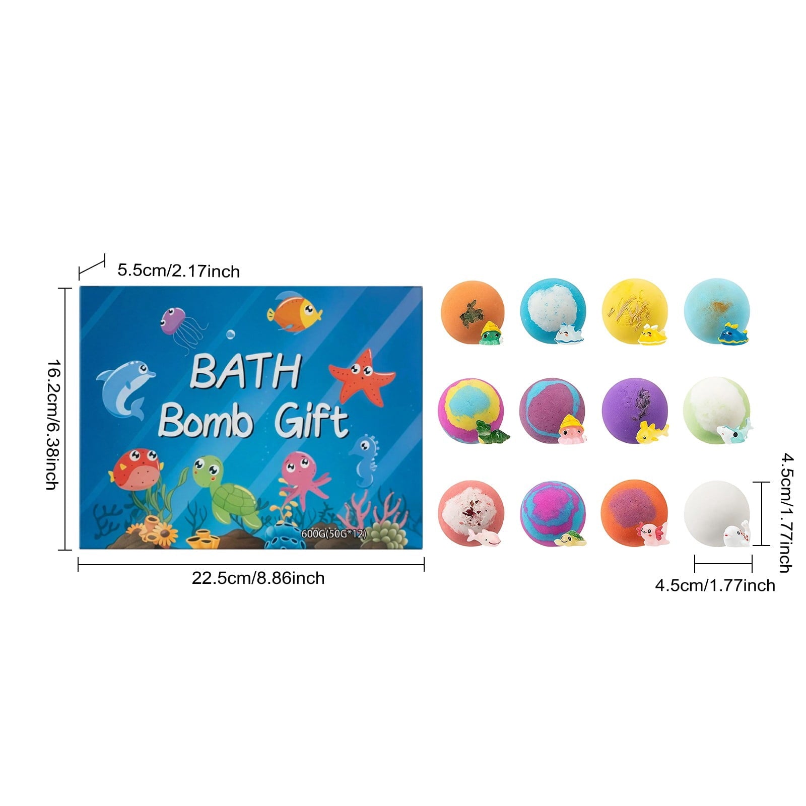 12 Pack Ocean Themed Bath Bombs Set With Surprise Sea Animal Figurines Rich Fizzing Bubbles For Daily Home Spa Relaxa... - Image 2