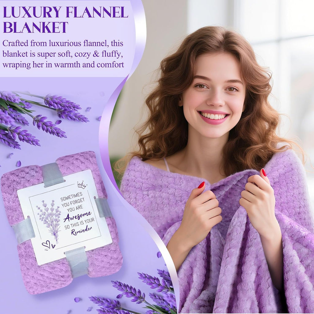 Self Care Gifts Set for Women, Lavender Spa Care Package with Soft Blanket, Thoughtful Gift for Mother's Day Birthday... - Image 3