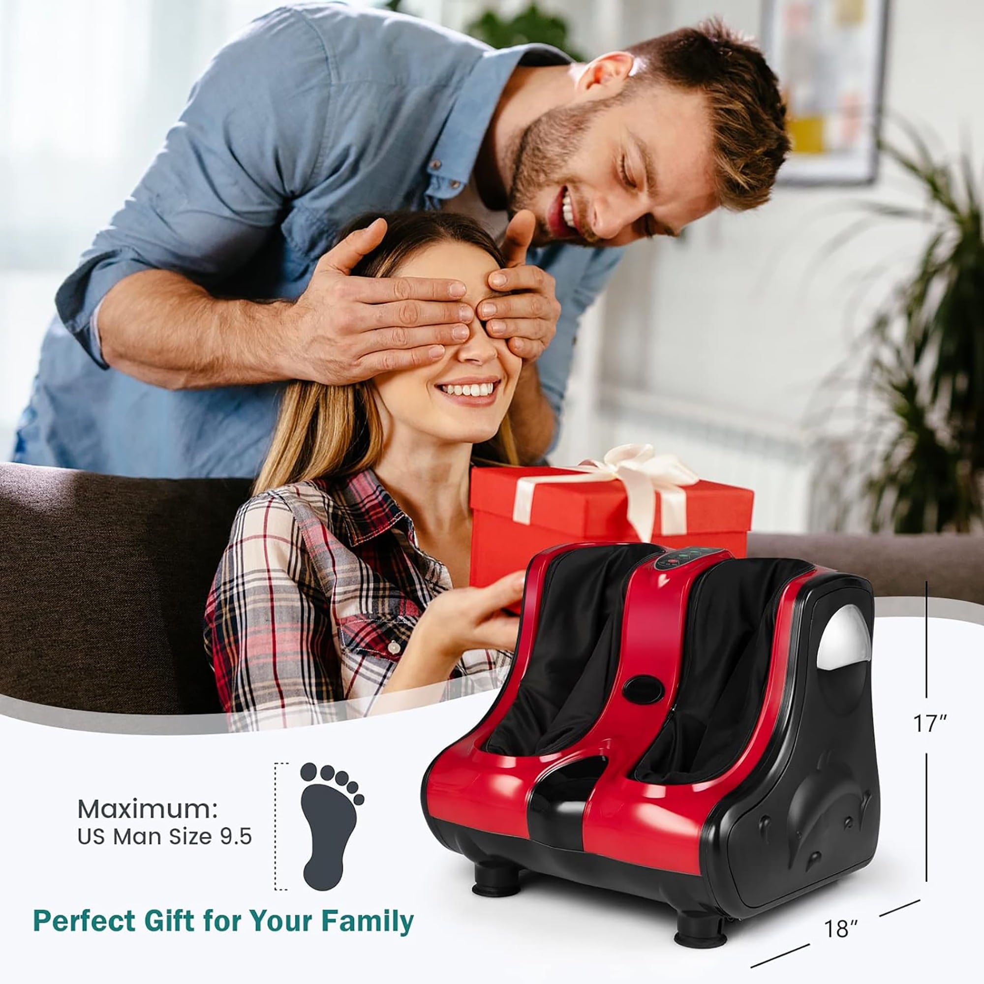 Shiatsu Kneading Rolling Vibration Heating Foot Calf Red - Image 3