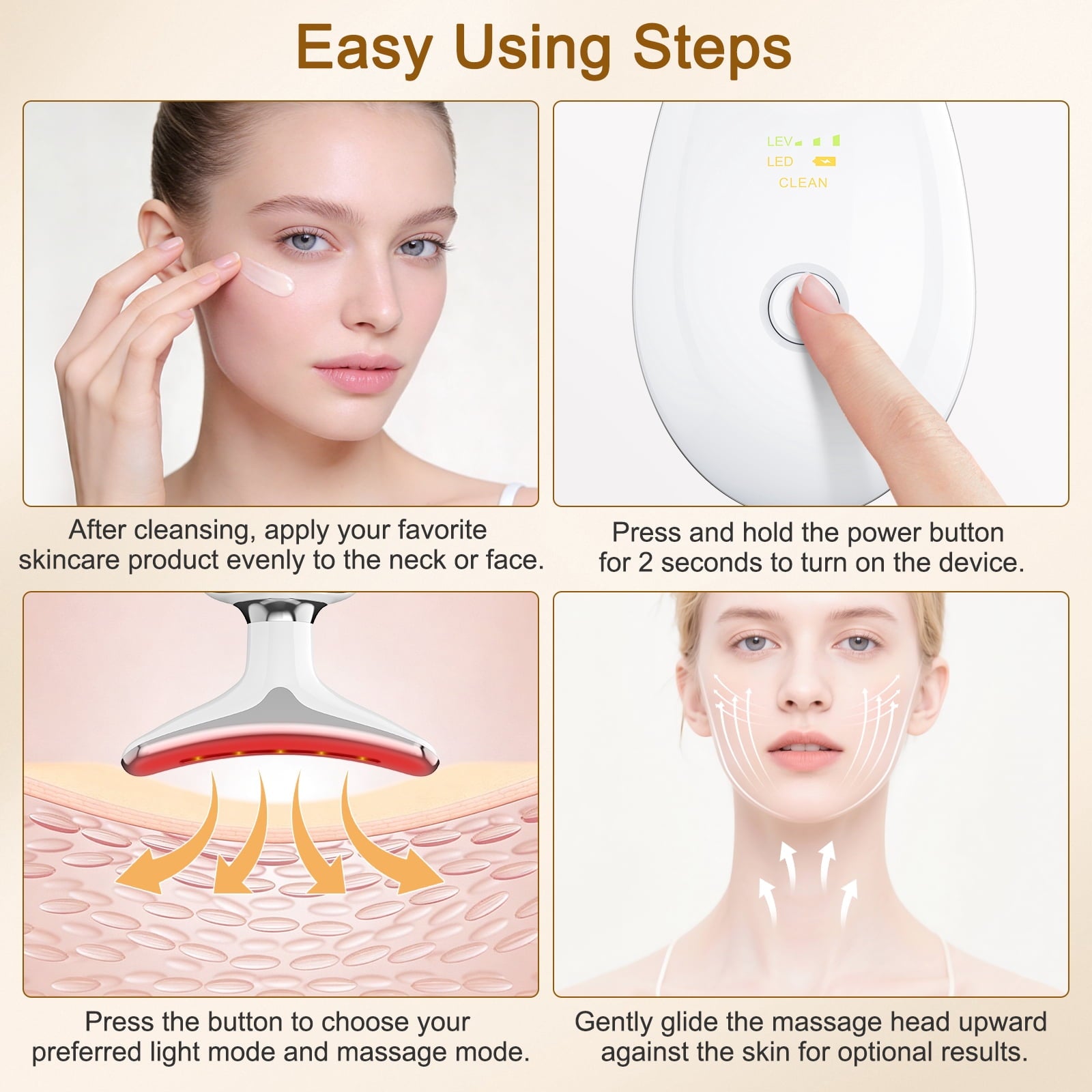 and Neck Massager, 3 Color Red Light Therapy Facial Massager, Sculpting Tool for Skin Care, Smoothing, Firming - Image 6