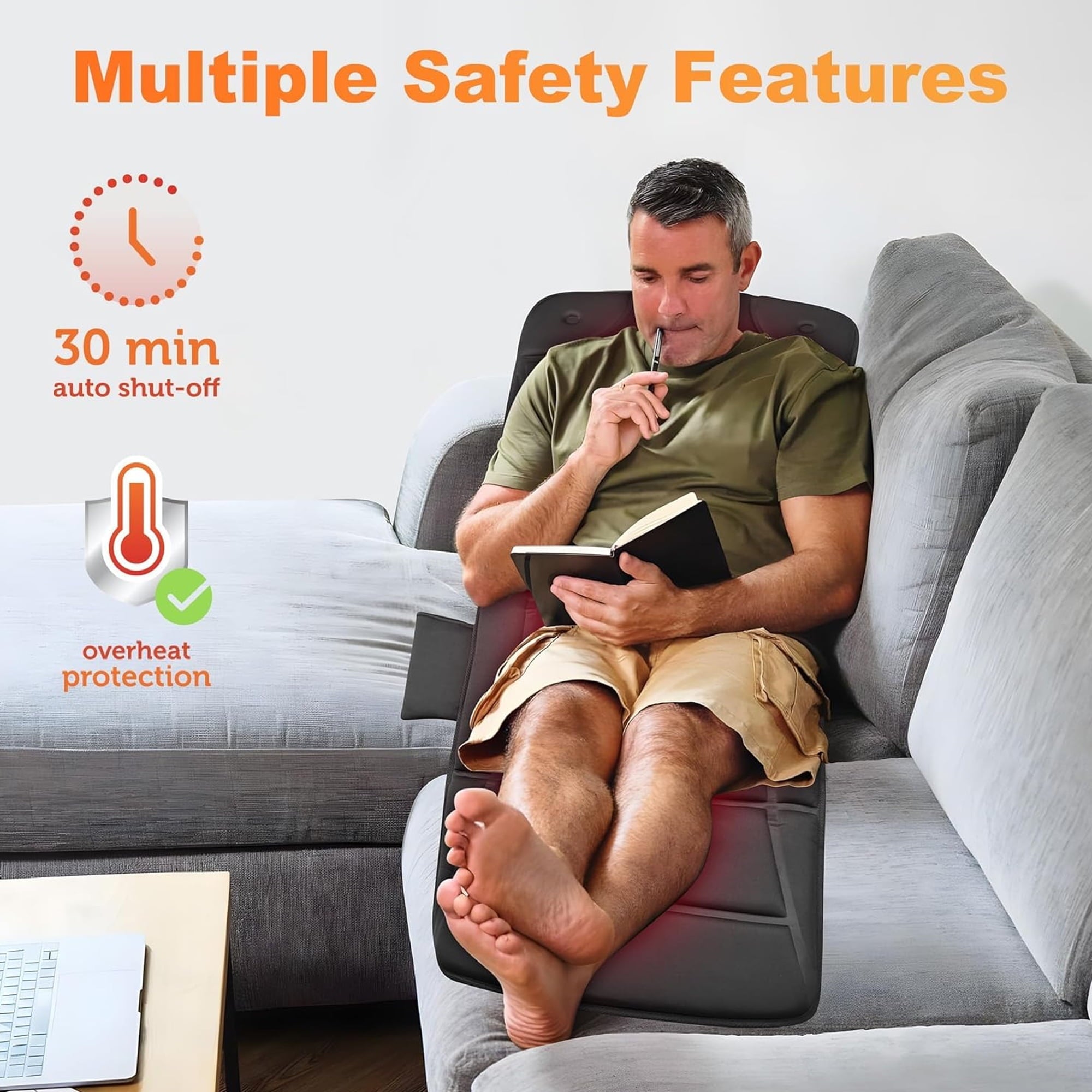 Massage Mat with Heat, Vibration Back Massage Pad, Massager for Neck Back Pain, Massage Mattress Pad, Gifts for Men W... - Image 5