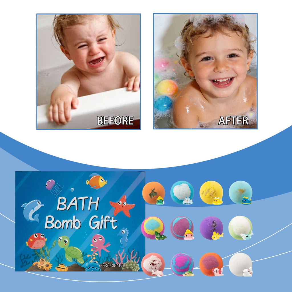 12 Pack Ocean Themed Bath Bombs Set With Surprise Sea Animal Figurines Rich Fizzing Bubbles For Daily Home Spa Relaxa... - Image 4