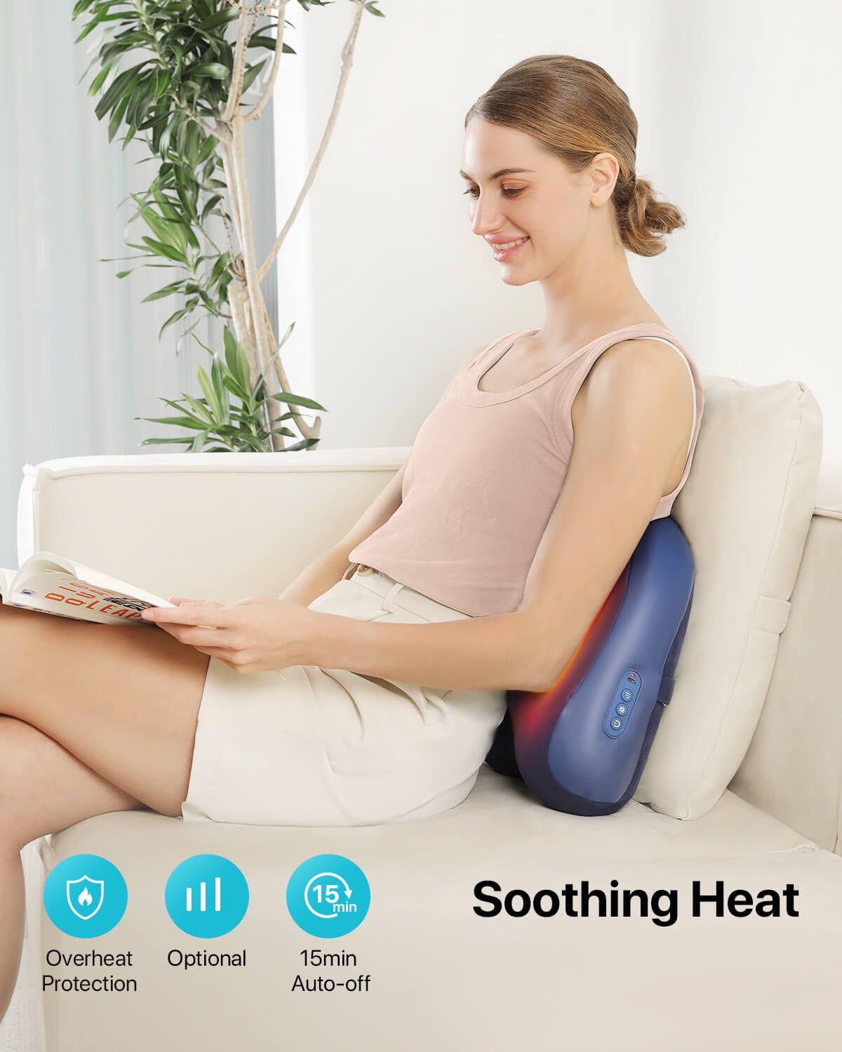 Massager with Heat, Shiatsu Neck and Massager for Deep Tissue, 3D Kneading Massage Pillow for Neck, and Shoulders, Gi... - Image 4