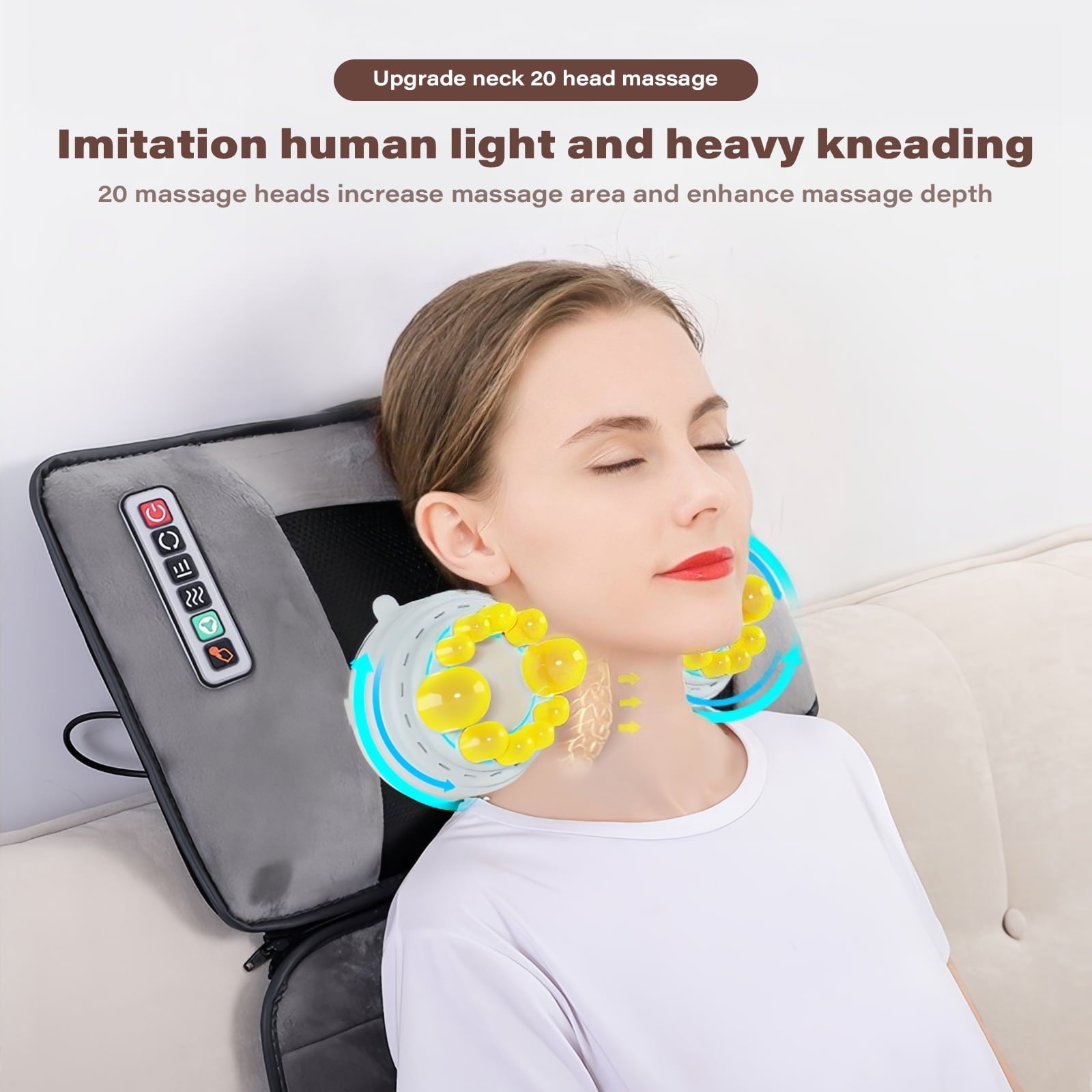 Massager Mat with Heat & Movable Shiatsu Neck Back Massager Pillow, 9 Vibration Motors & Back Heating Pad, Massager f... - Image 3