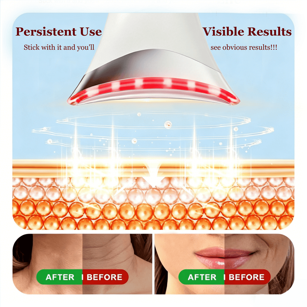 3 Color Red Light Face & Neck Massager, Adjustable Vibration & Thermal Function Neck Firming Device, Portable Skincar... - Image 4