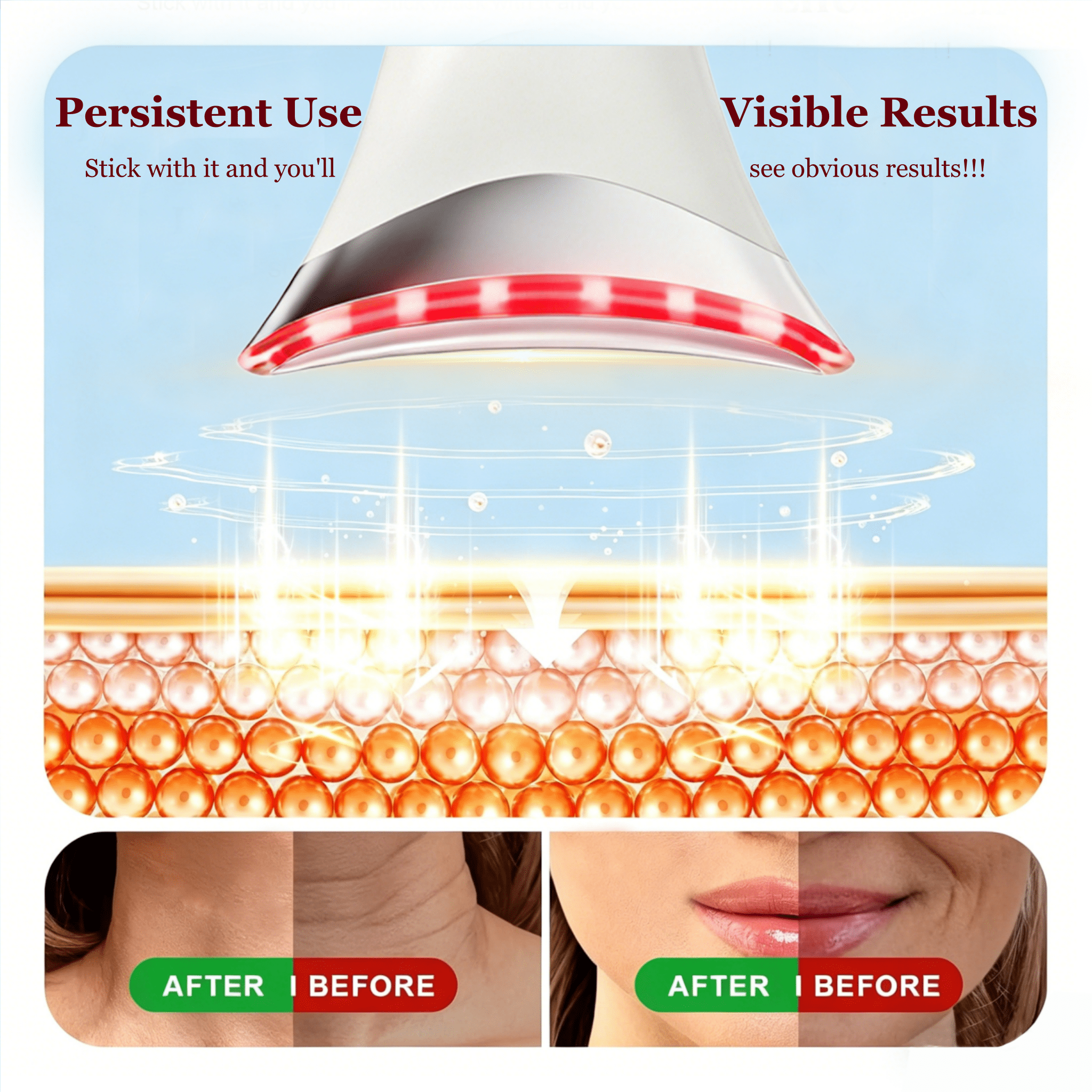 3 Color Red Light Face & Neck Massager, Adjustable Vibration & Thermal Function Neck Firming Device, Portable Skincar... - Image 4