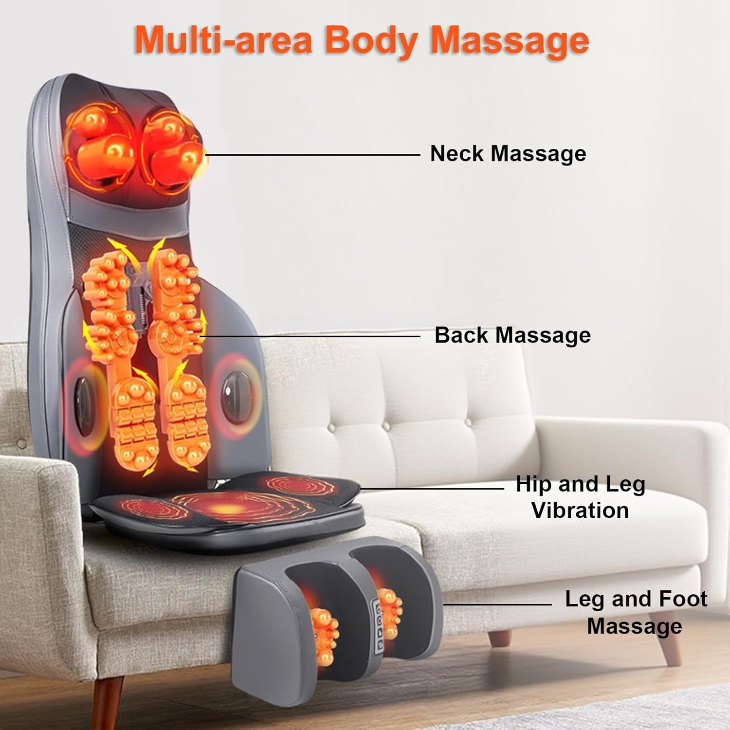 & Back Massager with Heat, 3D Kneading Full Body Massage Mat, Foldable Massager for Home Office Gym - Image 5