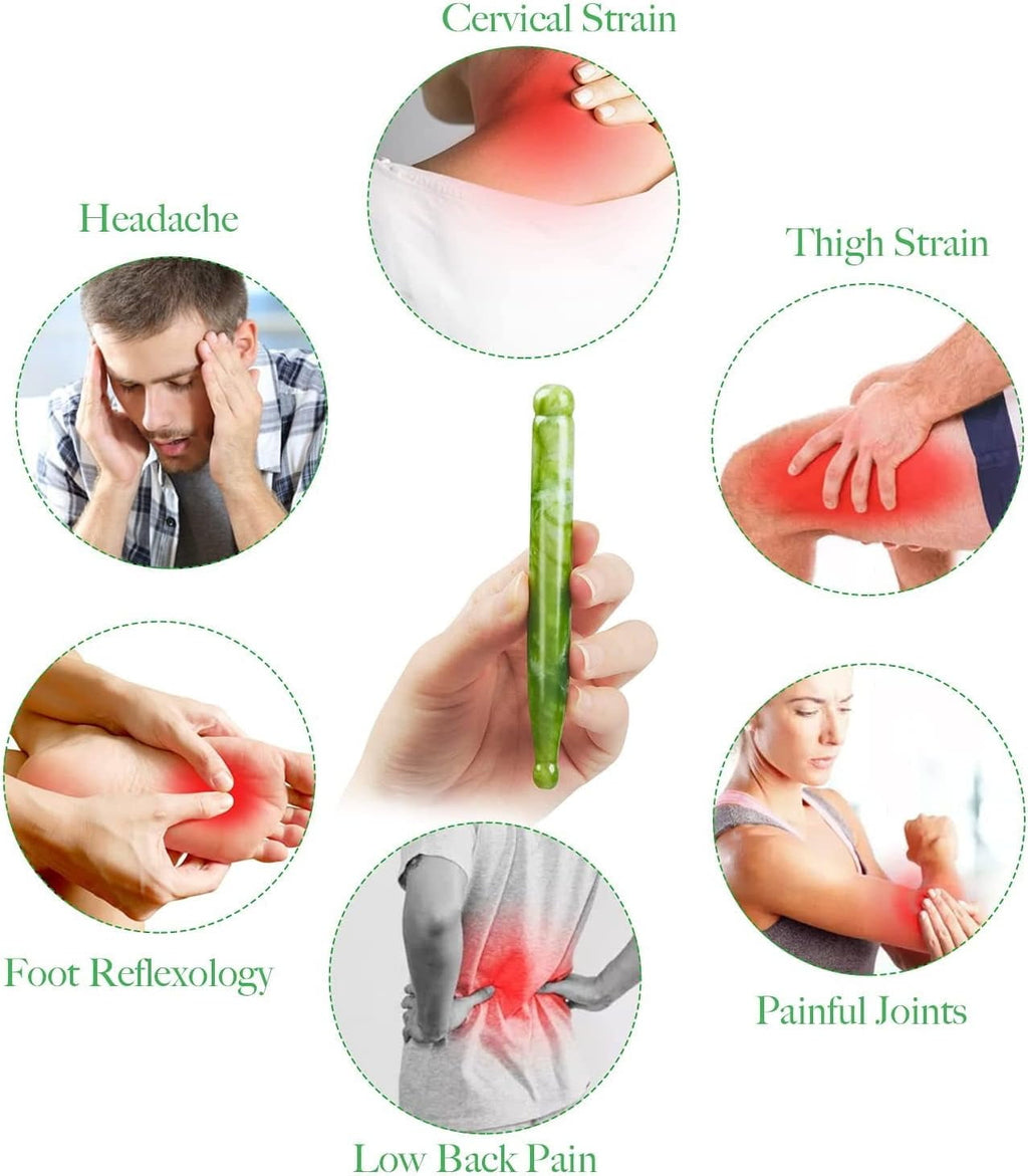Acupressure Gua Sha Massage Acupuncture Pen, Natural Healing Stone Full Body Relax Self Massage Deep Soft Tissue Tool... - Image 6
