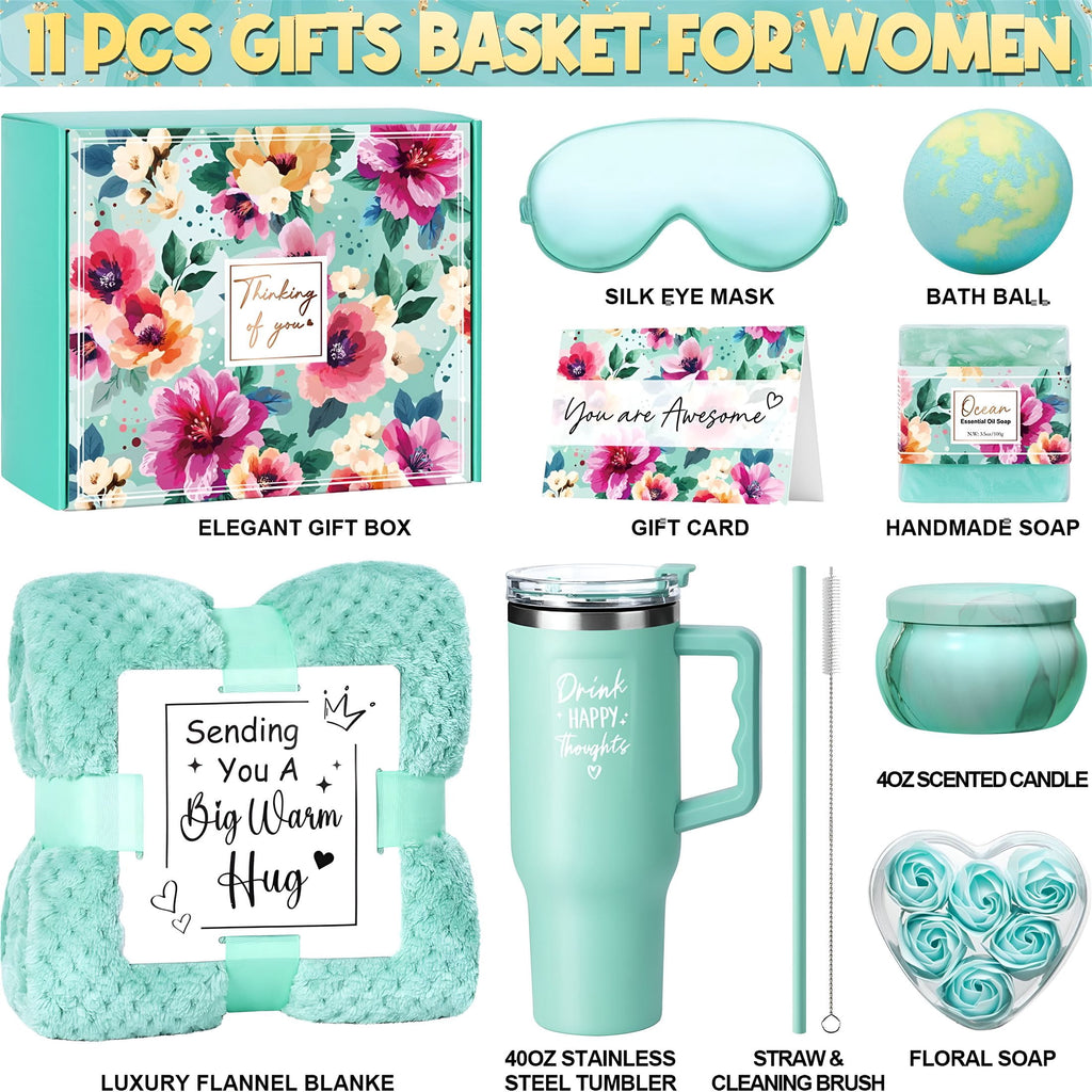 for Women,Self Care s Get Well Soon s,Ocean Relaxing Spa s Basket Care Package Luxury Flannel Blanket 40Oz Tumbler,Ch... - Image 2