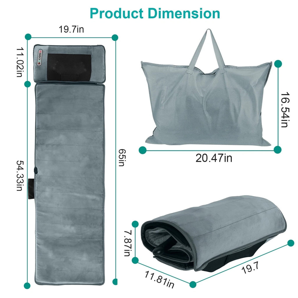 Electric Full Body Massage Mat with Heating, 10 Massage Points & Neck Massager, 9 Modes Adjustable Intensity, Portabl... - Image 2