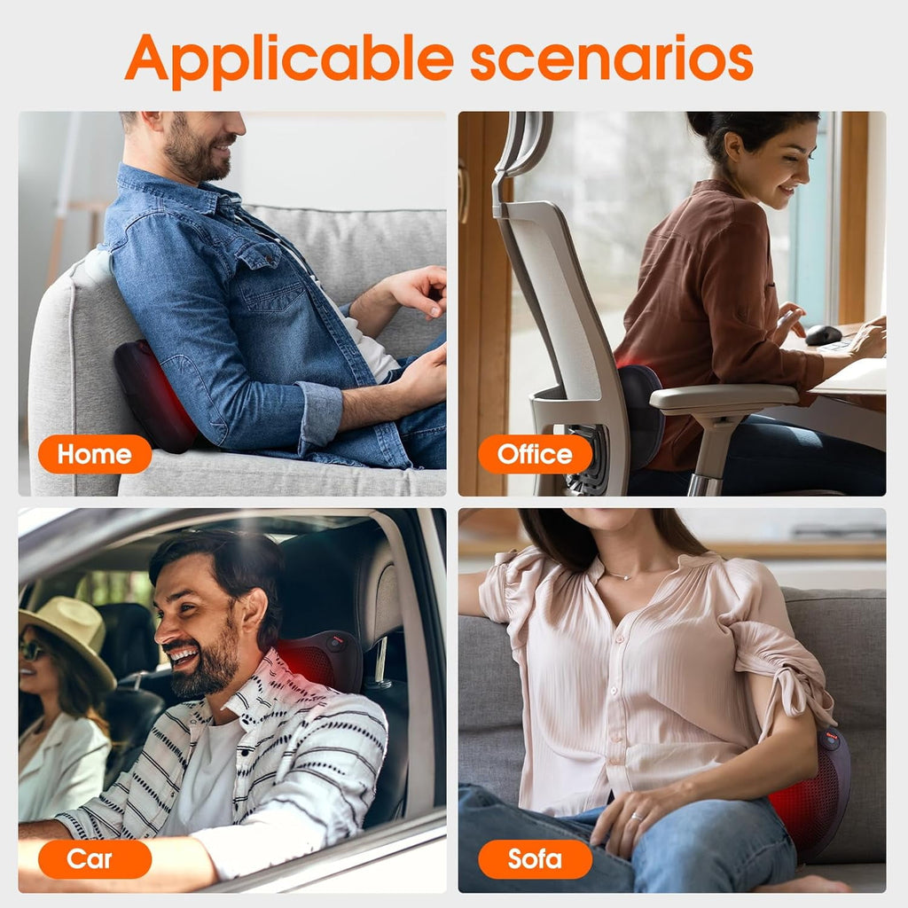 and Neck Massager with Heat, Electric 3D Deep Kneading Tissue Massage Pillow for Chair & Car, Muscle Pain Relief on S... - Image 5