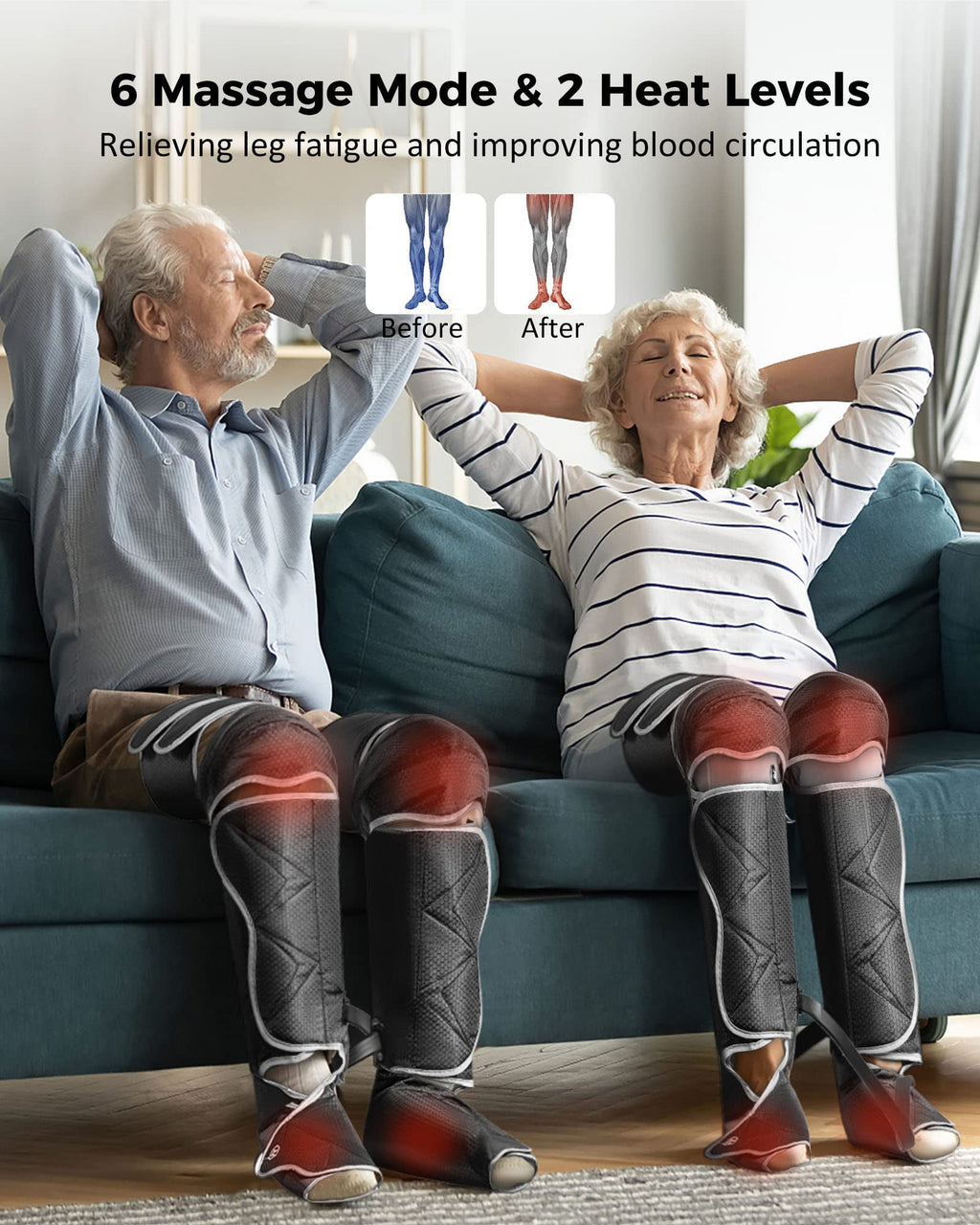Helpful for Vericose Veins, Muscle Fatigue, Cramps, 2 Heat Levels Foot/Knee ,6 Modes with Memory Function Controller,... - Image 3