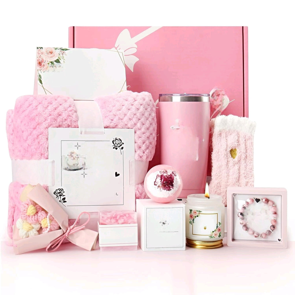 for Women, Rose Relaxing Spa Basket, 10 Pcs Self Care Get Well Soon with Flannel Blanket, Thank You Mother's Day Gift... - Image 5