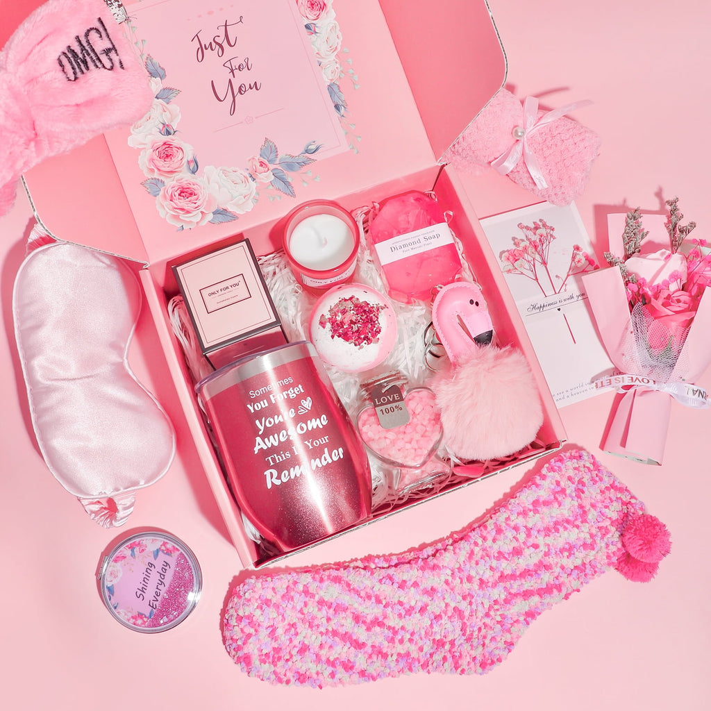 Gift Basket Set Happy Birthday Female Pink Relaxing 9 Pieces Made Especially for You - Image 5