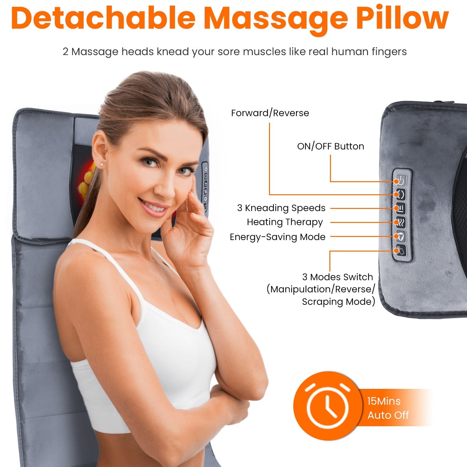 Electric Full Body Massage Mat with Heat, 10 Vibration Motors, 9 Modes & Intensity Levels, Detachable Neck Massage Pi... - Image 6