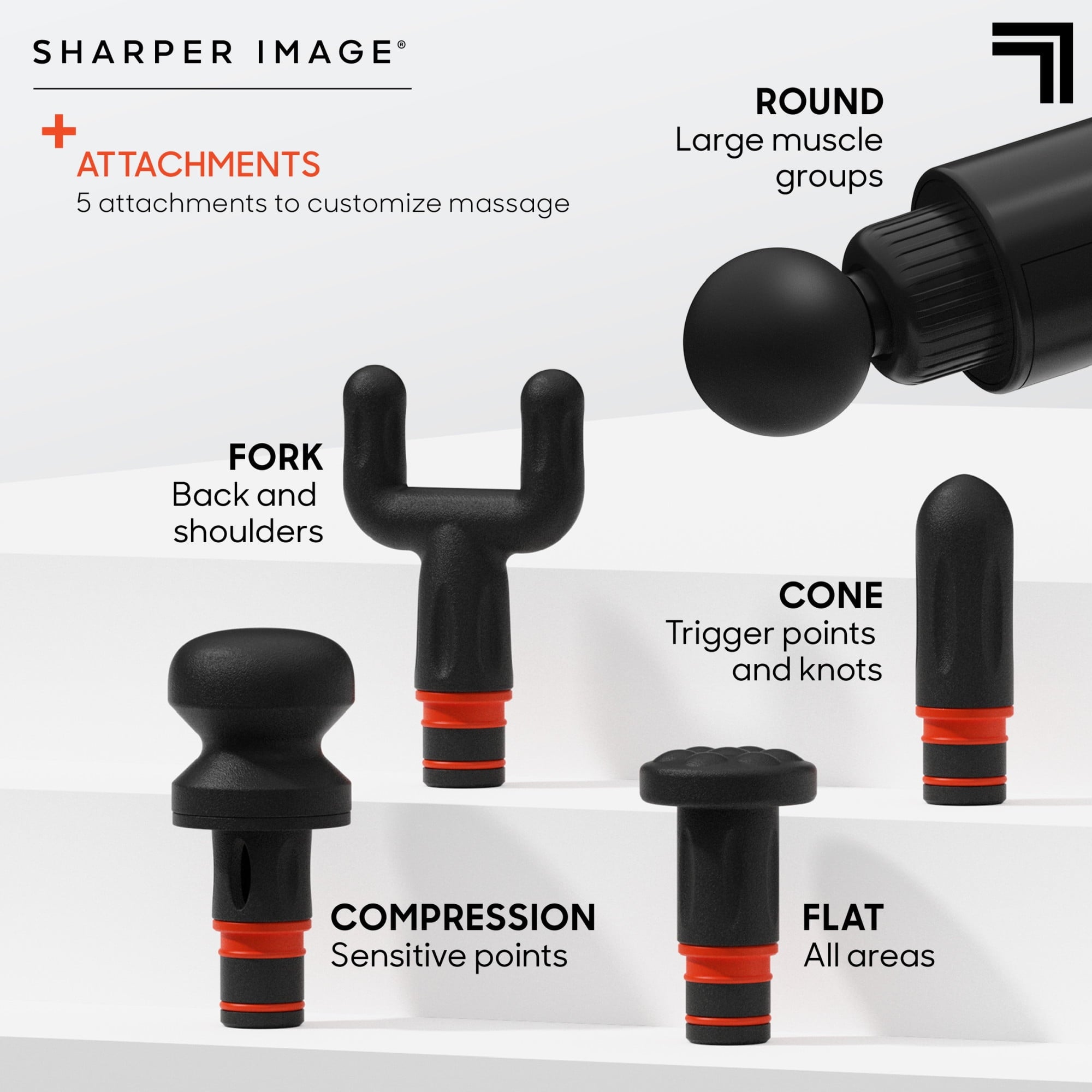 Deep Tissue Percussion Massager 3.0, 5 Attachments, 6 Speed Settings, Black - Image 3